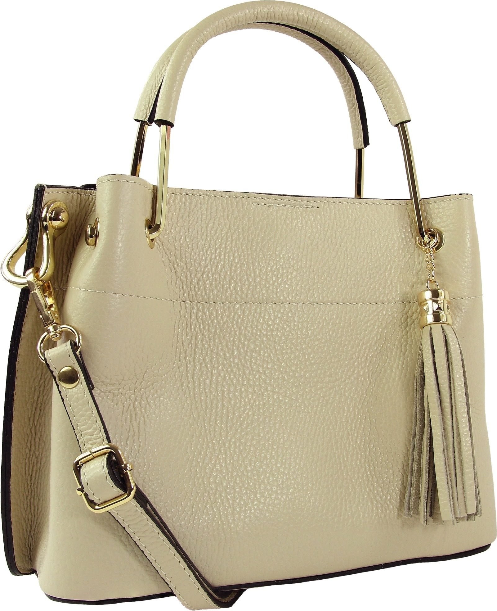 Toscanto Handtasche Toscanto Damen Umhängetasche Handtasche (Handtasche), Damen Leder Umhängetasche, Handtasche, beige ca. 30cm