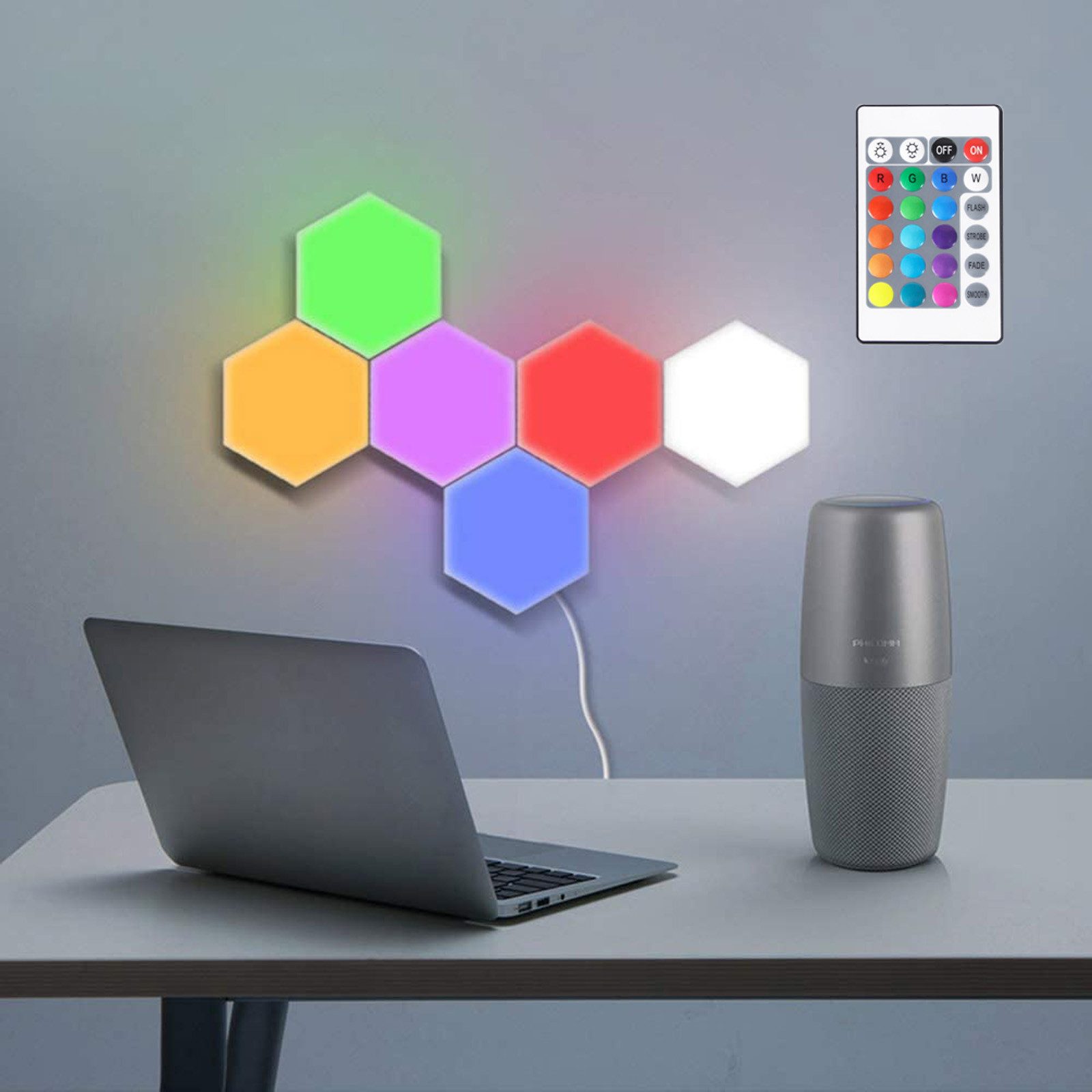 Jibenhome LED Dekolicht Sechseckige LED Wandleuchte Dimmbar Gaming Panel He günstig online kaufen