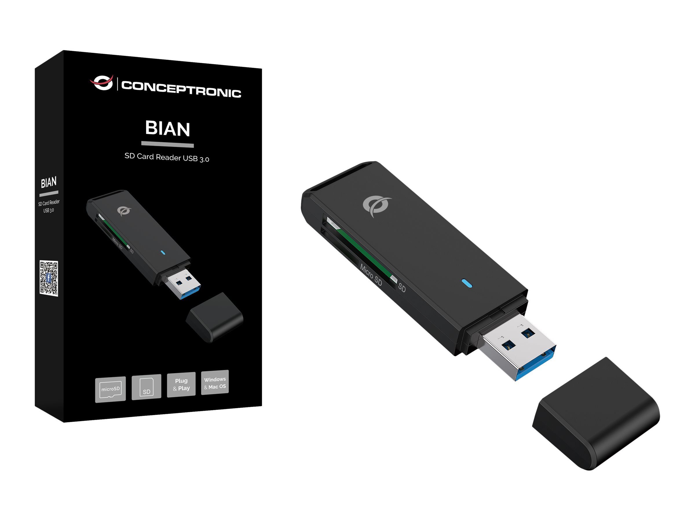 Speicherkartenleser CONCEPTRONIC BIAN SD Card Reader USB 3.0 schwarz