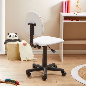 CARO-Möbel Drehstuhl ALPACA, Drehstuhl für Kinder höhenverstellbar mit Kunstleder Bezug weiß