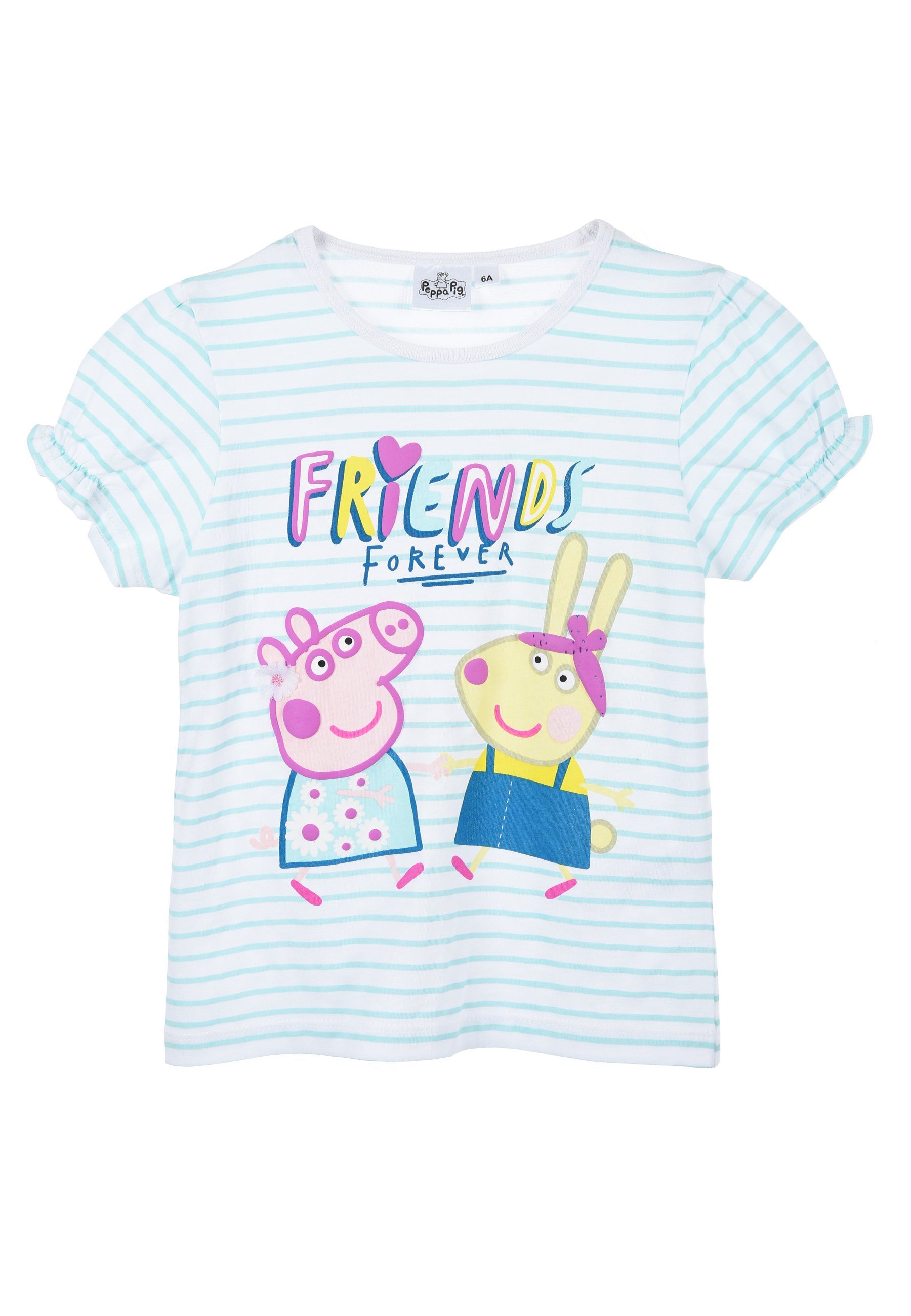 Oberteil Kurzarm-Shirt Türkis Pig Mädchen T-Shirt Peppa