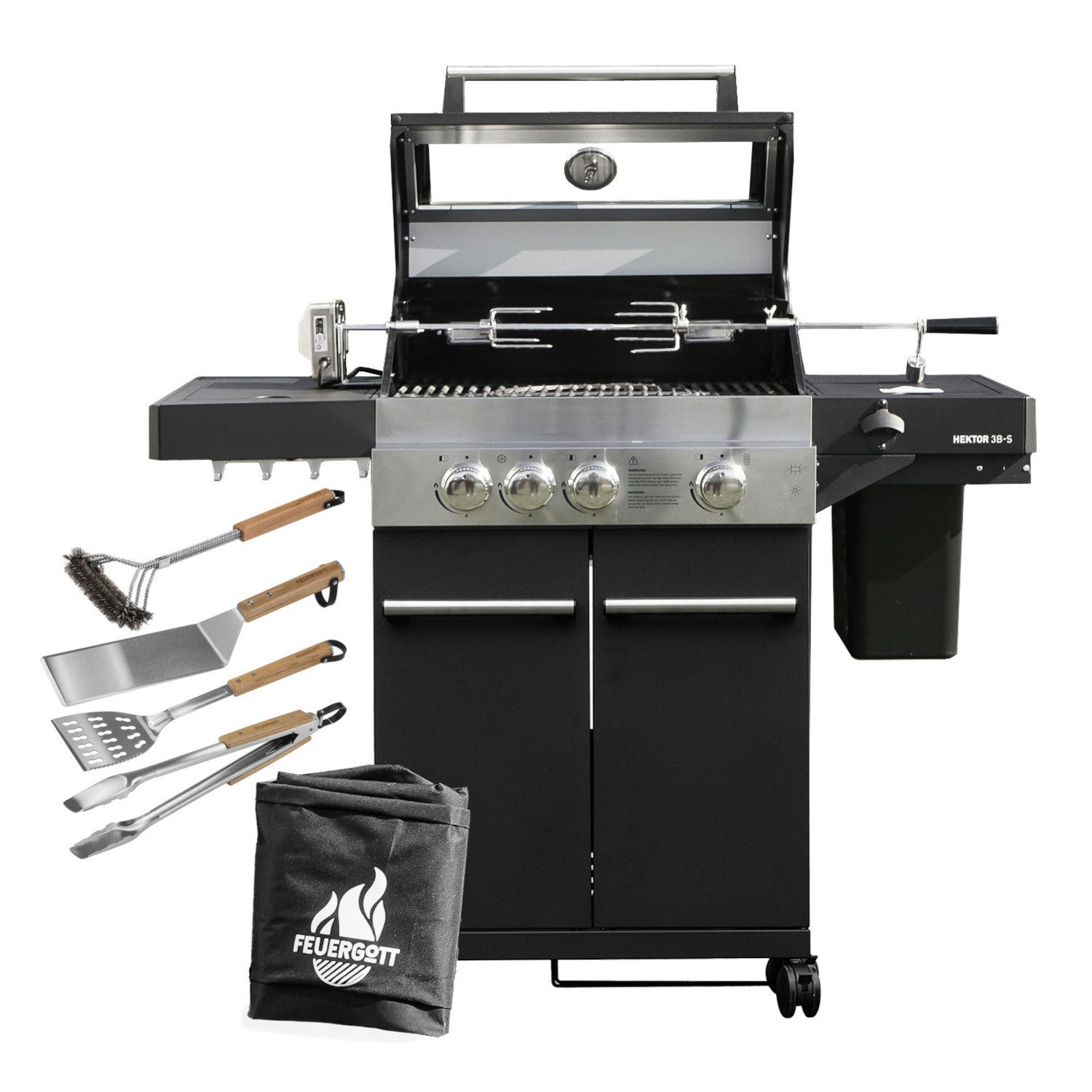 Feuergott Gasgrill FEUERGOTT Gas-Grillstation Hektor 3B-S Abdeckhaube
