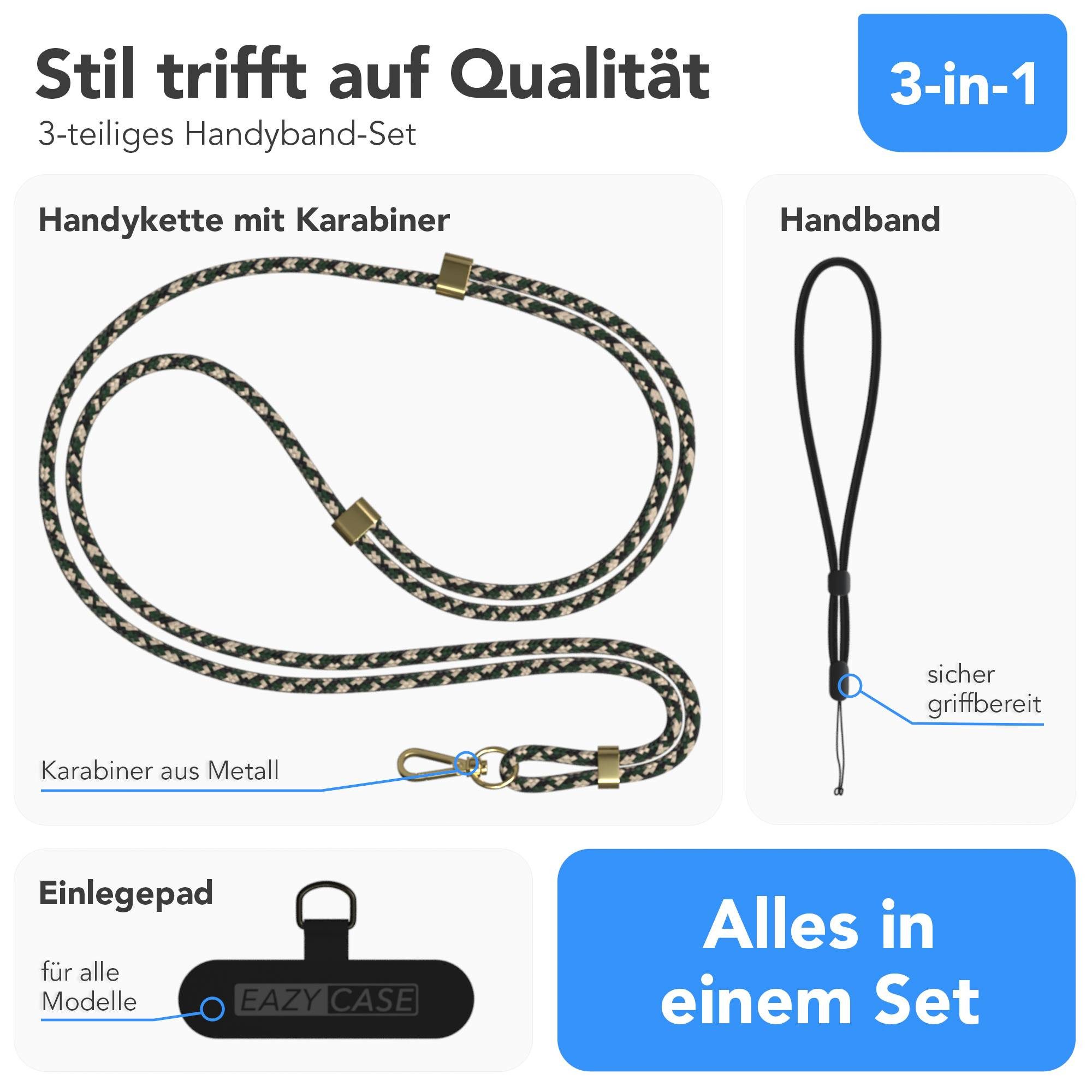EAZY CASE Handykette Universal Handykette für alle Modelle zum Umhängen, Handykordel für Handytasche Halsband für Smartphone Etui Grün Beige – Bild 5 von 5