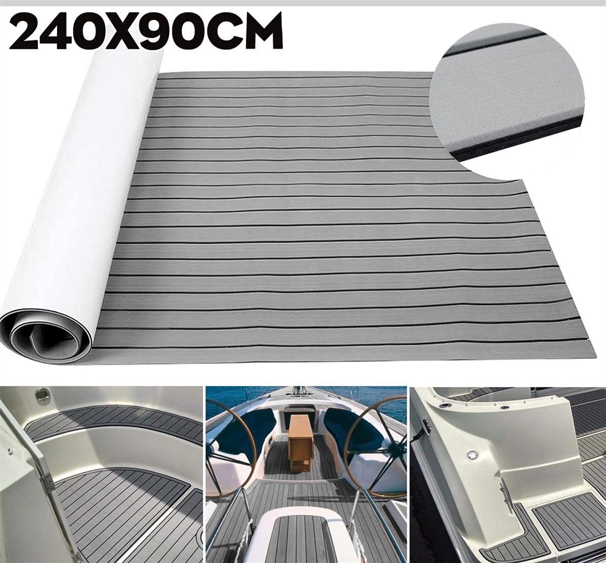 Insma Bodenmatte, EVA Schaum Selbstklebend Yacht Deck 240x90CM/240x60CM