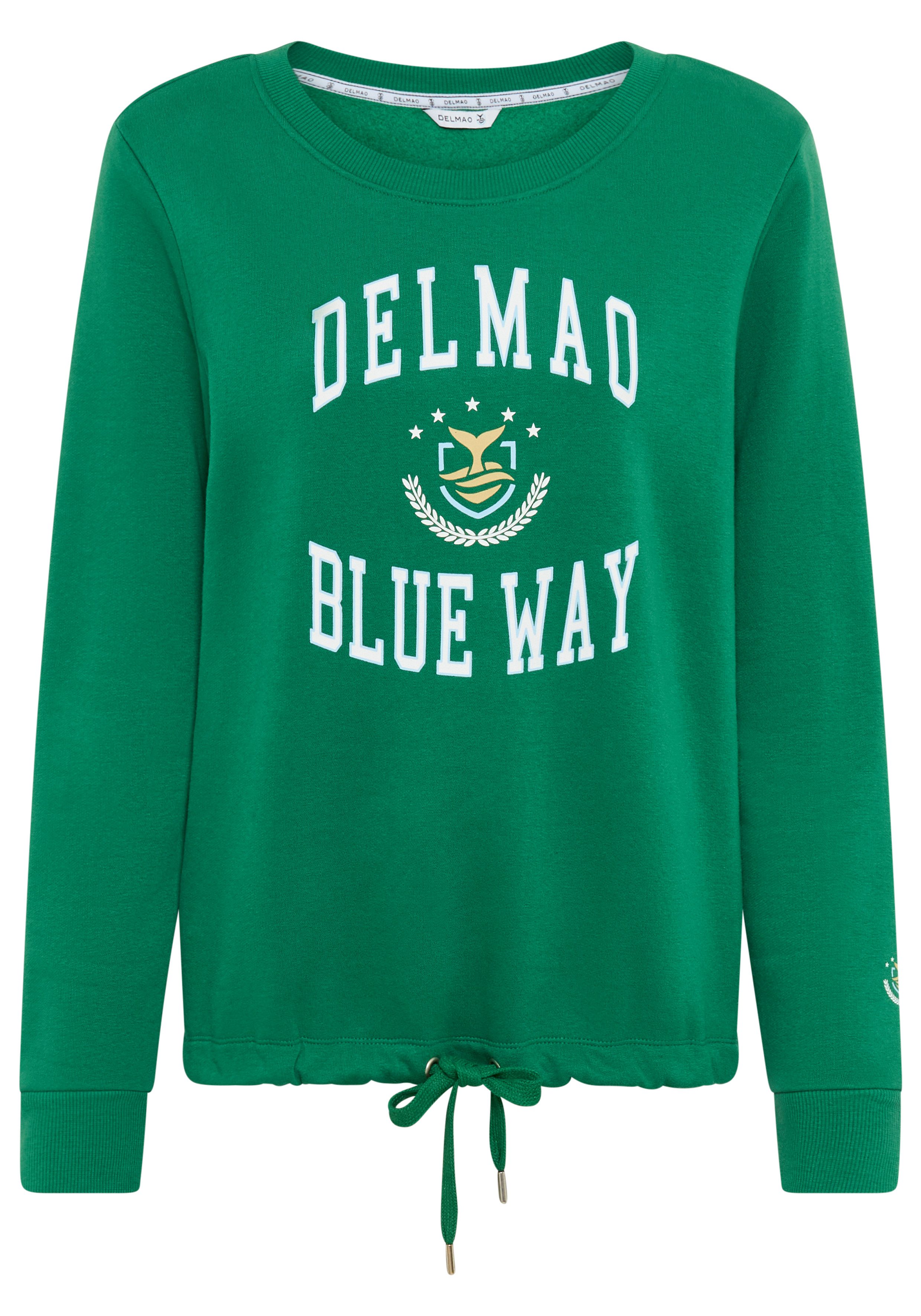 DELMAO Sweatshirt Weiche Baumwollmischung mit Print und Kordelzug am Saum