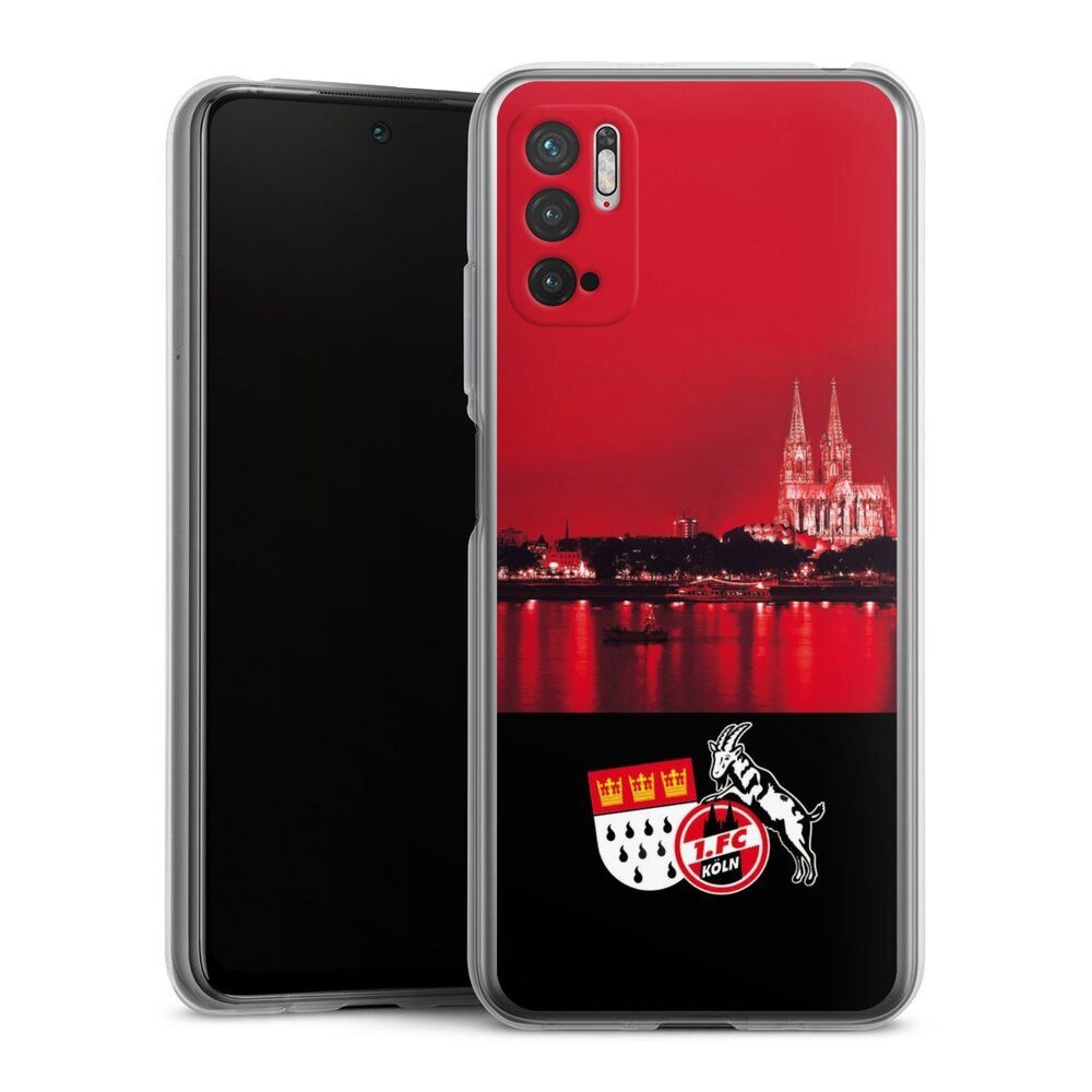 DeinDesign Handyhülle Skyline 1. FC Köln Offizielles Lizenzprodukt Skyline Köln Rot, Xiaomi Redmi Note 10 5G Silikon Hülle Bumper Case Handy Schutzhülle