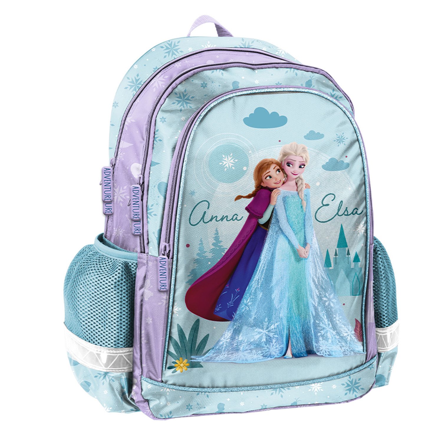 PASO Schulrucksack Frozen - Die Eiskönigin Schulset: Rucksack, Federmäppchen, Tasche (3-tlg), Federmäppchen mit Zubehör, Schuhbeutel