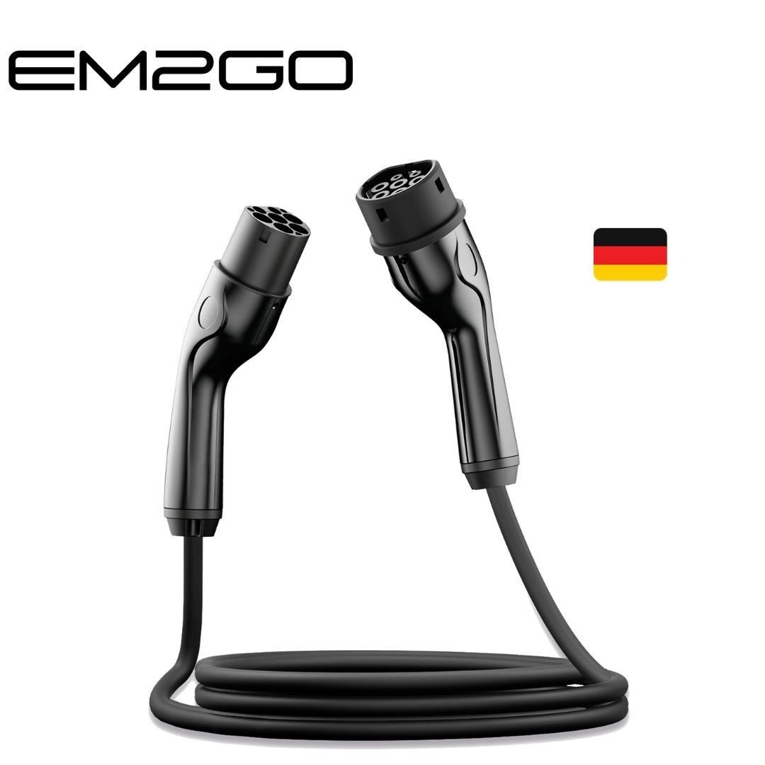 EM2GO EM2GO Typ 2, EV-Verbindungskabel, 32A, 22kW, 5m Autoladekabel, (500 cm), Außen