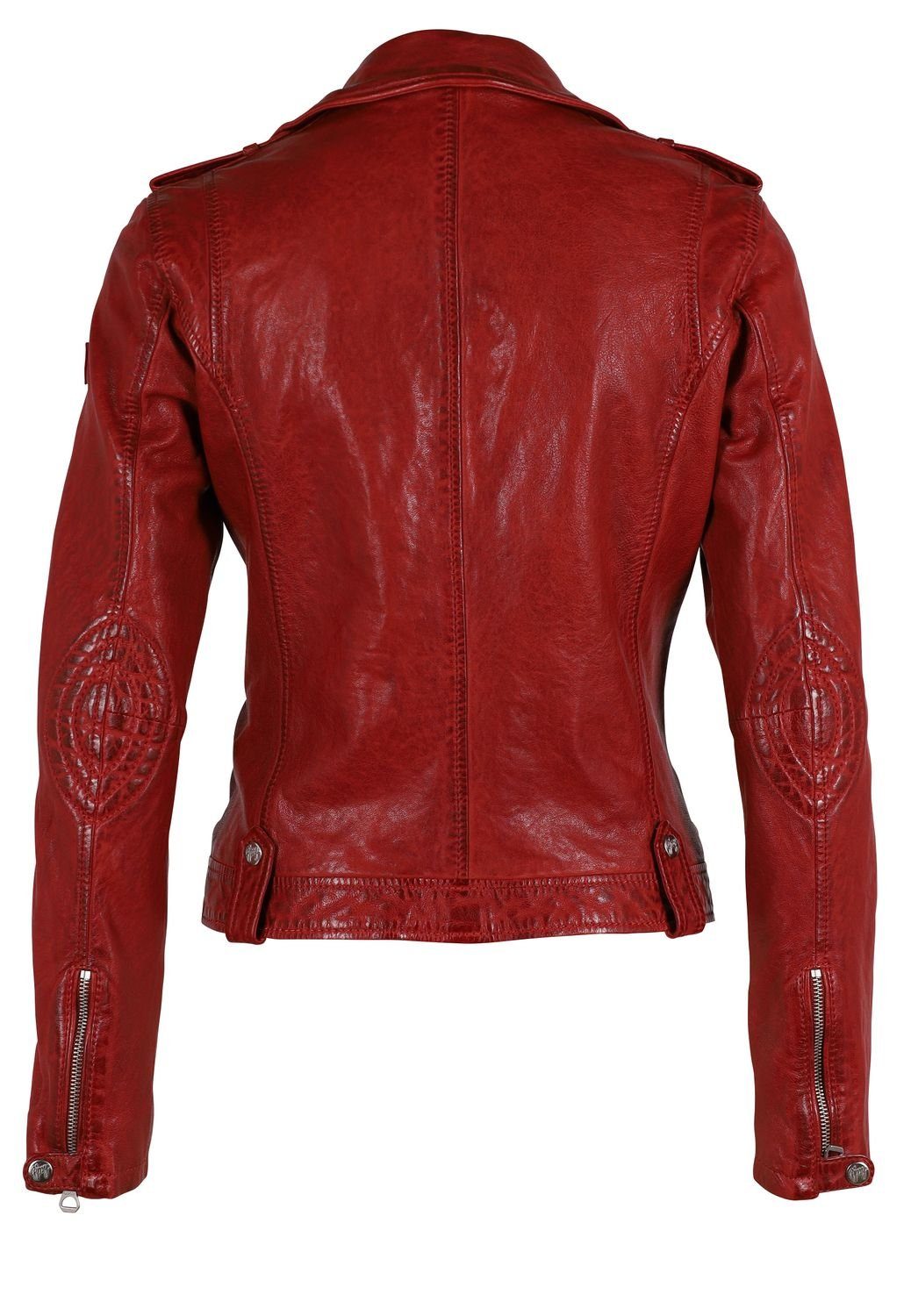 Gipsy Lederjacke red Bikerjacke Zipper Leder Famos asymmetrischem mit Lammnappa aus