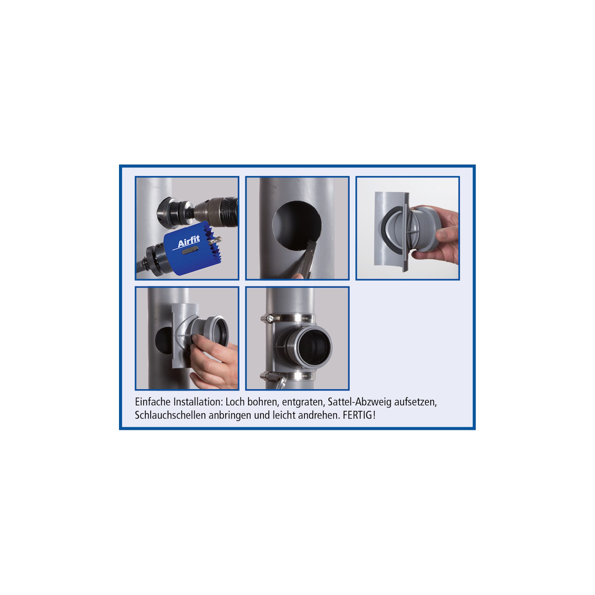 Airfit GmbH & Co. KG Ablaufrohr Sattel-Abzweig für Abwasserrohr DN 75--160 mm, zur nachträgl. Montage