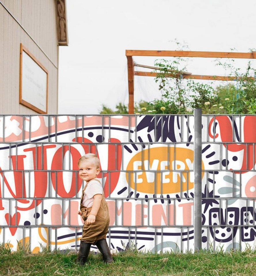 Thumbnail - MyMaxxi Sichtschutzstreifen Sichtschutzstreifen Typographie bunt Sichtschutz Garten Zaun