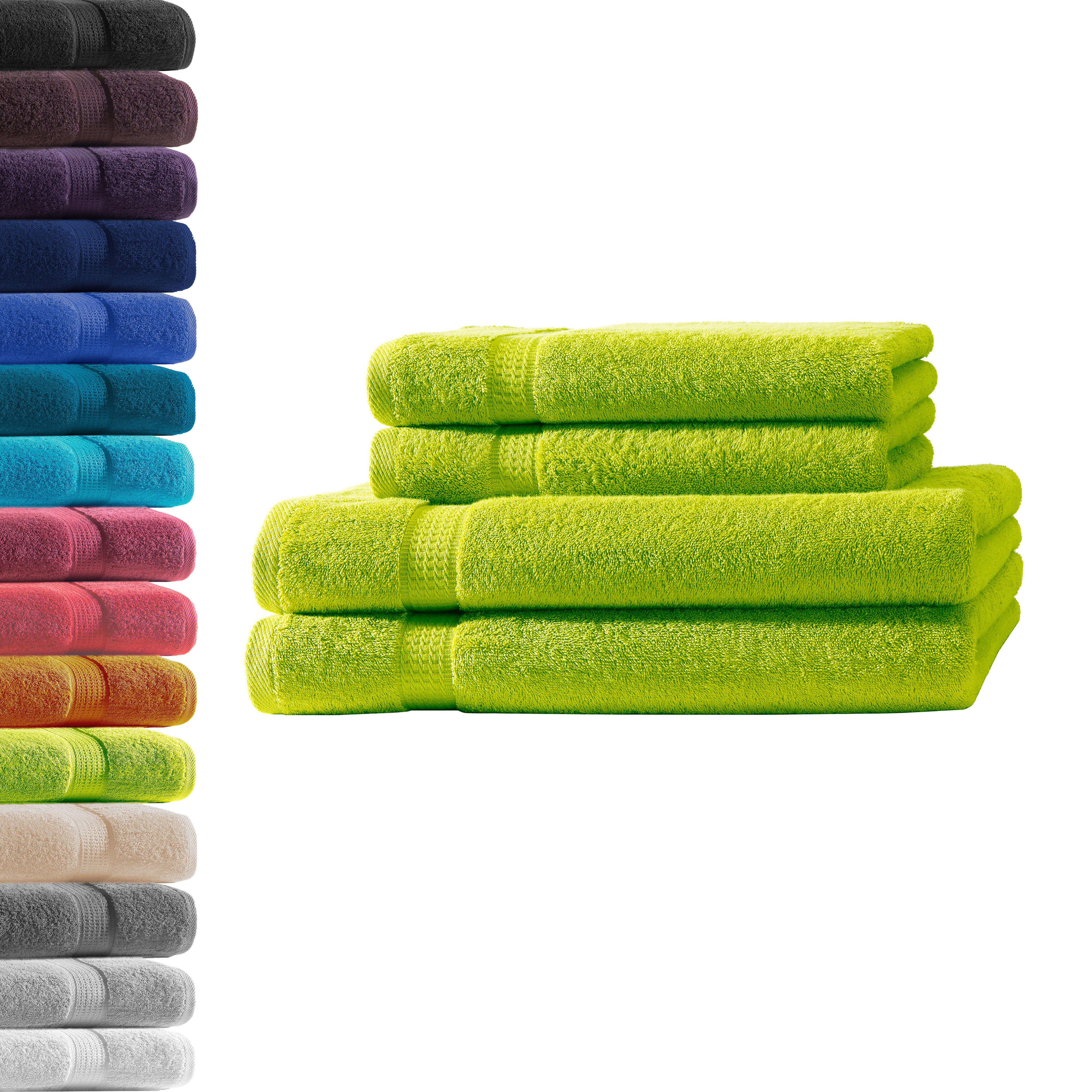 Hometex Premium Textiles Handtuch in Premium Qualität 500 g/m², Feinster Frottier-Stoff 100% Baumwolle, 2x Duschtuch + 2 Handtuch, weich, saugfähig, extra schwer & flauschig