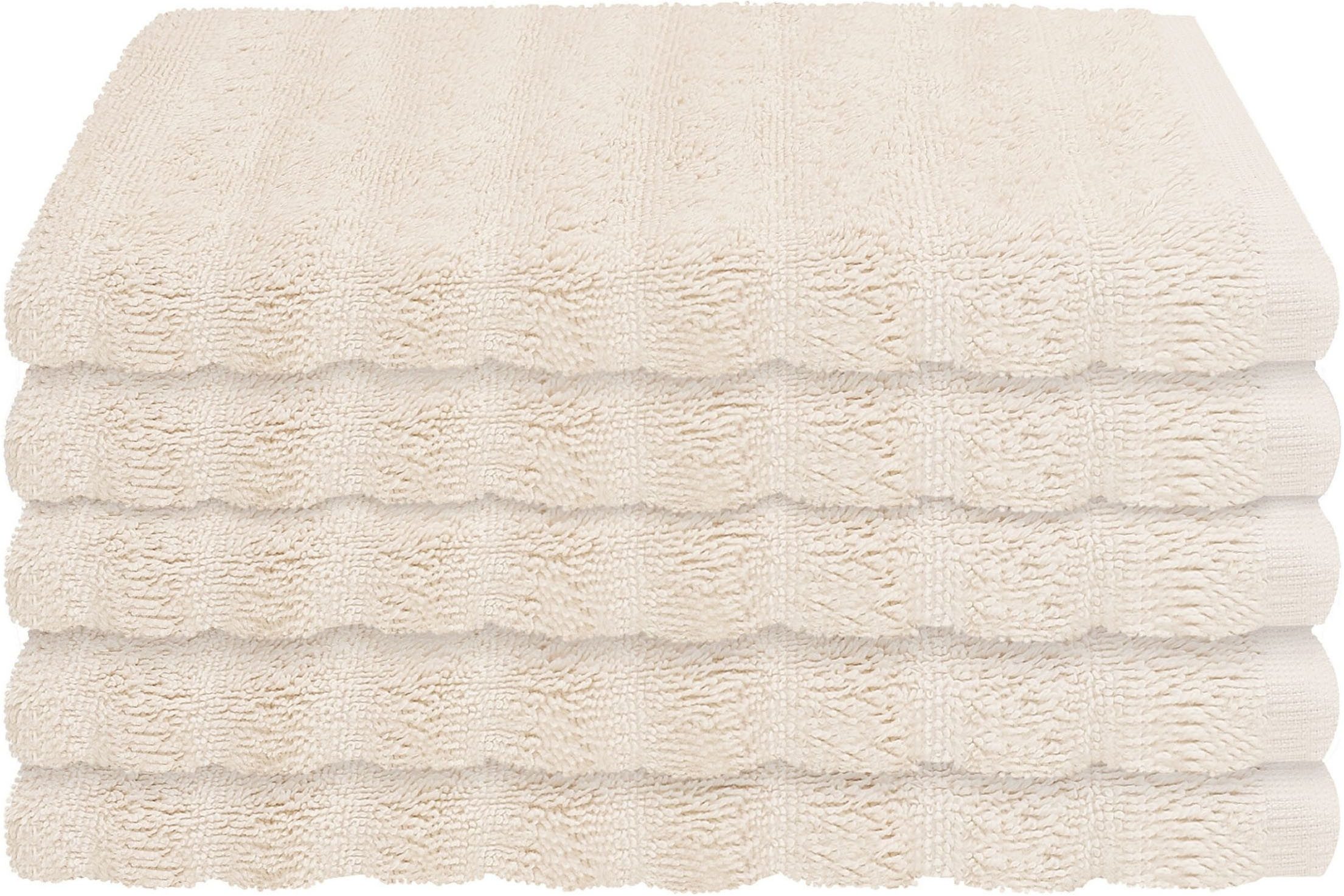 Schiesser Gästehandtücher Neapel aus 100% Baumwolle mit eleganter Hoch-Tief-Optik, Frottier (5-St), OEKO-TEX® MADE IN GREEN