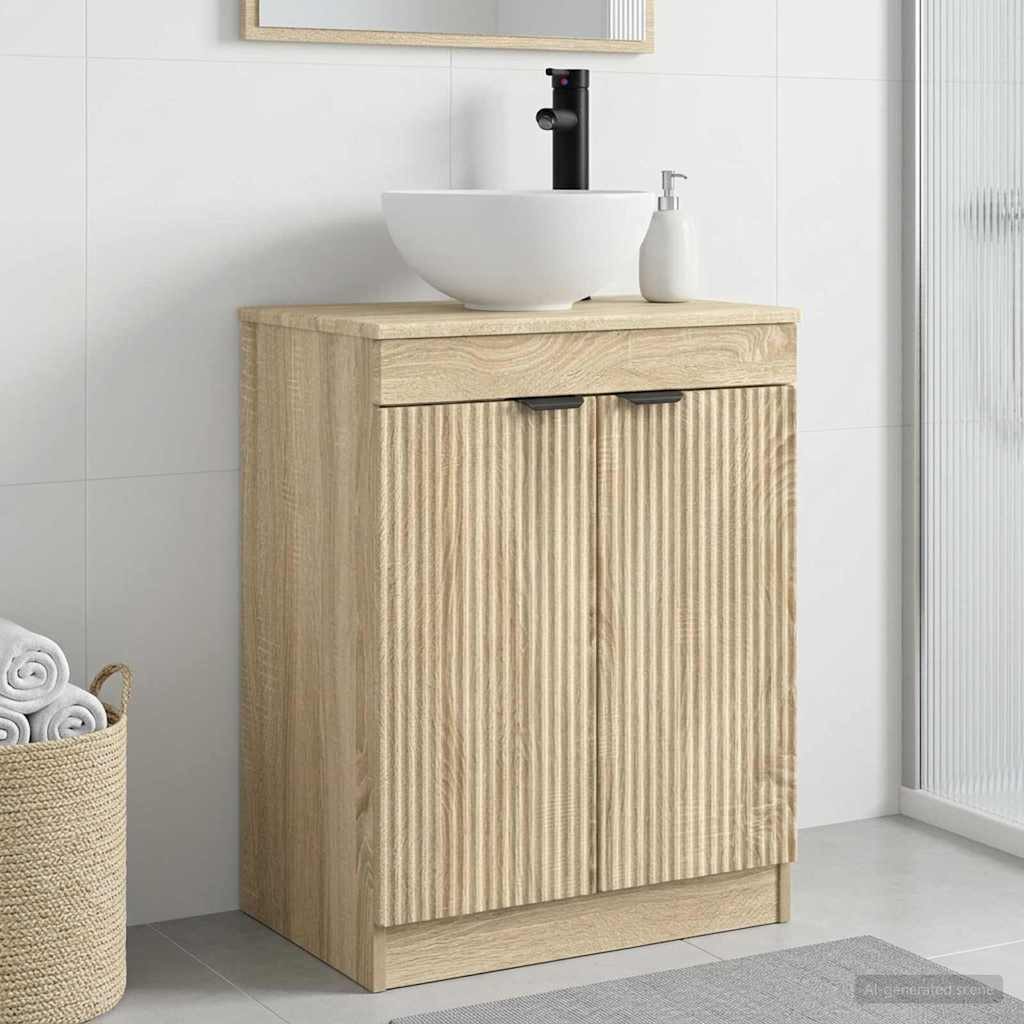 furnicato Waschtisch Badezimmerwaschtisch mit Waschbecken 53x35x100 cm Sonoma-Eiche (1-St), Waschbeckenunterschrank mit Schnellabfluss und viel Stauraum