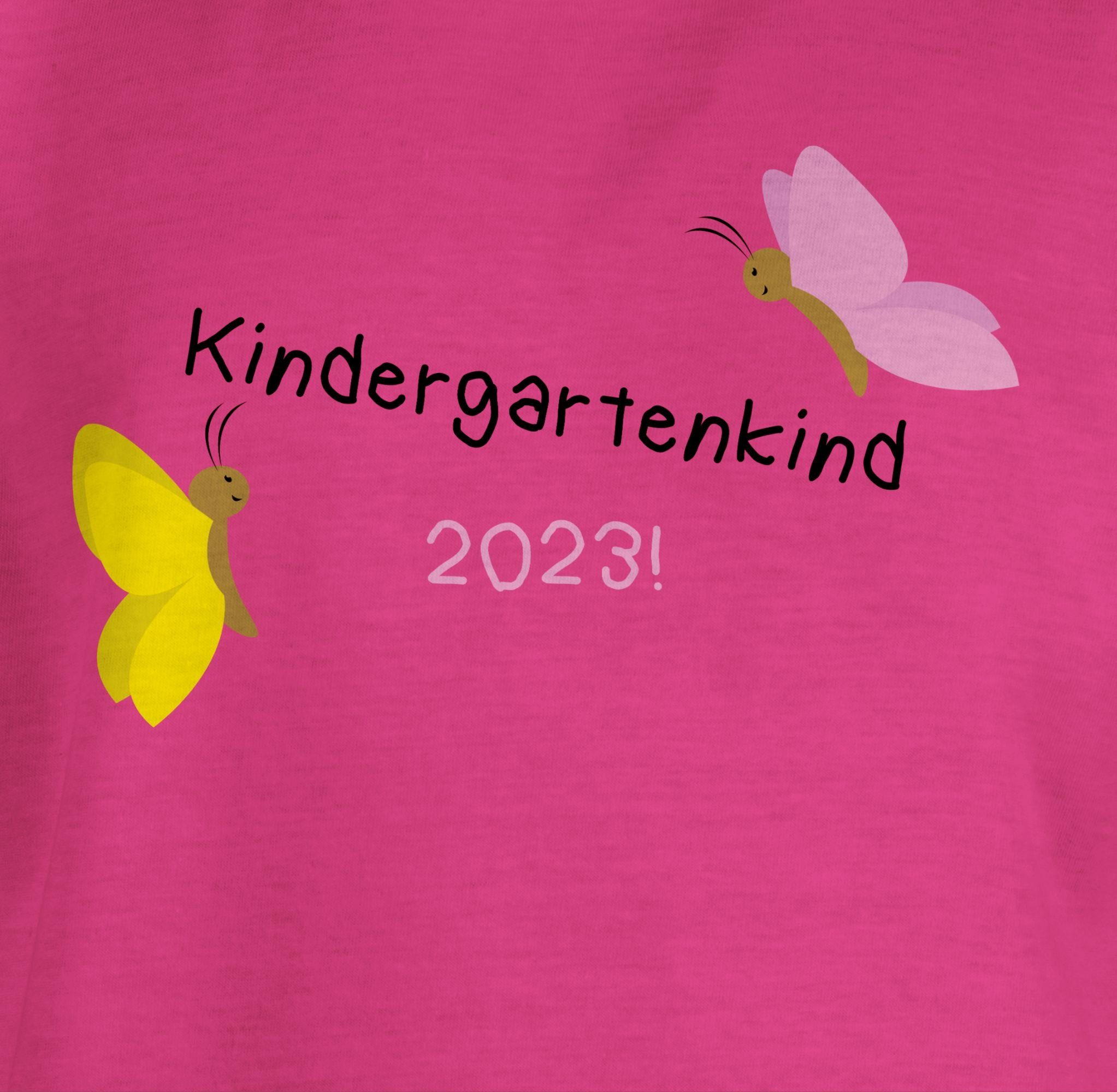 Shirtracer 1 2023 T-Shirt Schmetterlinge Fuchsia Hallo Kindergartenkind Kindergarten