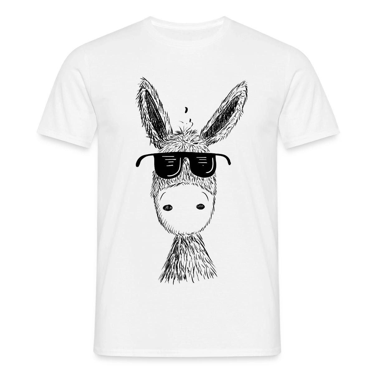 Spreadshirt T-Shirt Esel Mit Sonnenbrille Cartoon Style Geschenkidee Männer T-Shirt (1-tlg)