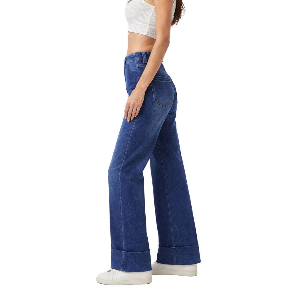 Ital-Design Dad-Jeans Damen Freizeit (91279932) Stretch High Waist Jeans in Blau