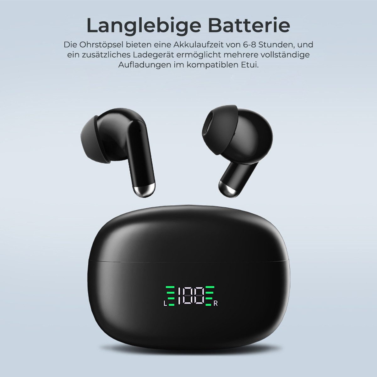 VSIUO 2026 TWS Bluetooth Kopfhörer Kabellos Earbuds HiFi Stereo In-Ear-Kopfhörer (Freisprechfunktion, Noise-Cancelling, Voice Assistant, Siri, Wireless, LED-Anzeige, ENC Lärmreduzierung Ohrhörer für Arbeit und Studium)