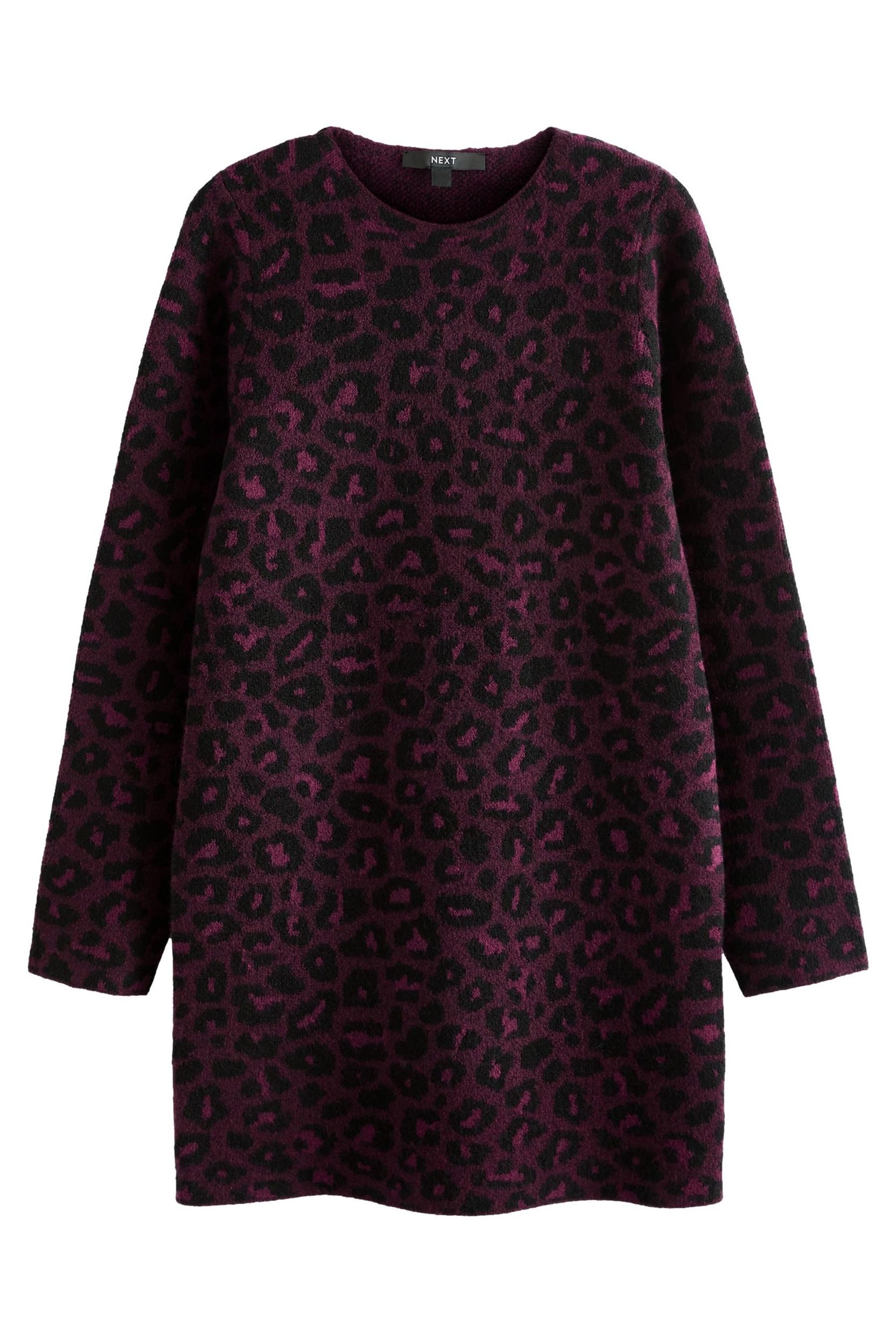 Next Strickkleid Langarm-Strickkleid Etuikleid mit Leopardenmuster günstig online kaufen