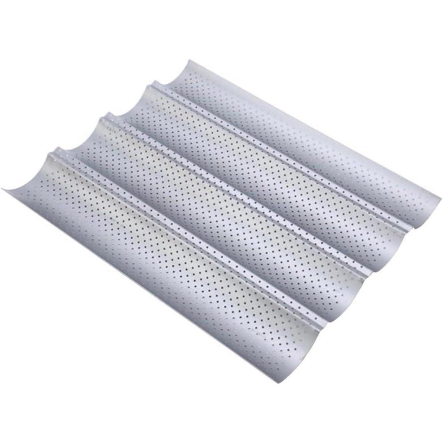 LuxusKollektion Brotbackform Baguette Backform Brot Backen Baguette Backform silber 4 Mulden