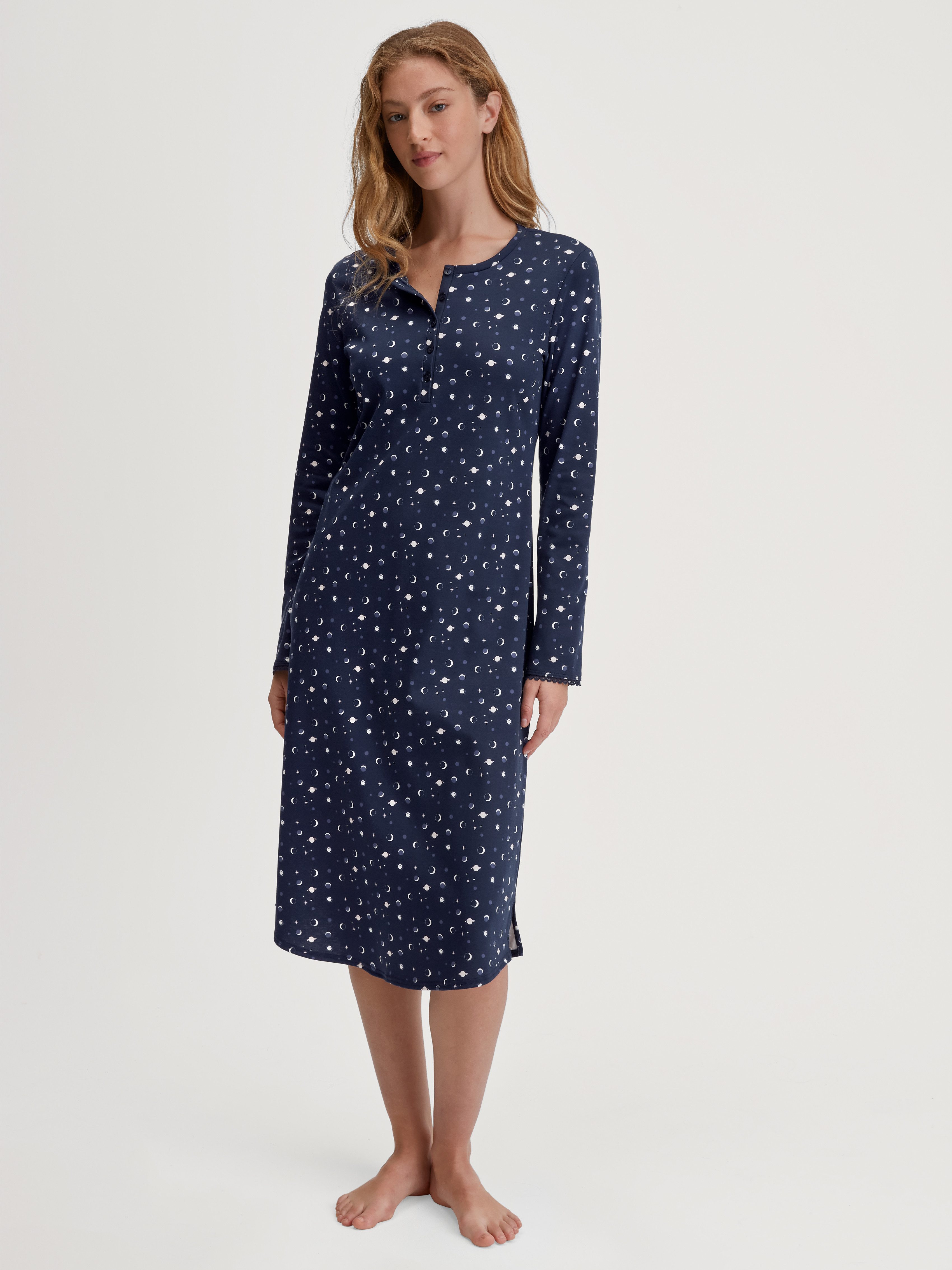 CALIDA Nachthemd Flower Nights bequem, Pure Cotton, Langarm, Knopfleiste, R günstig online kaufen