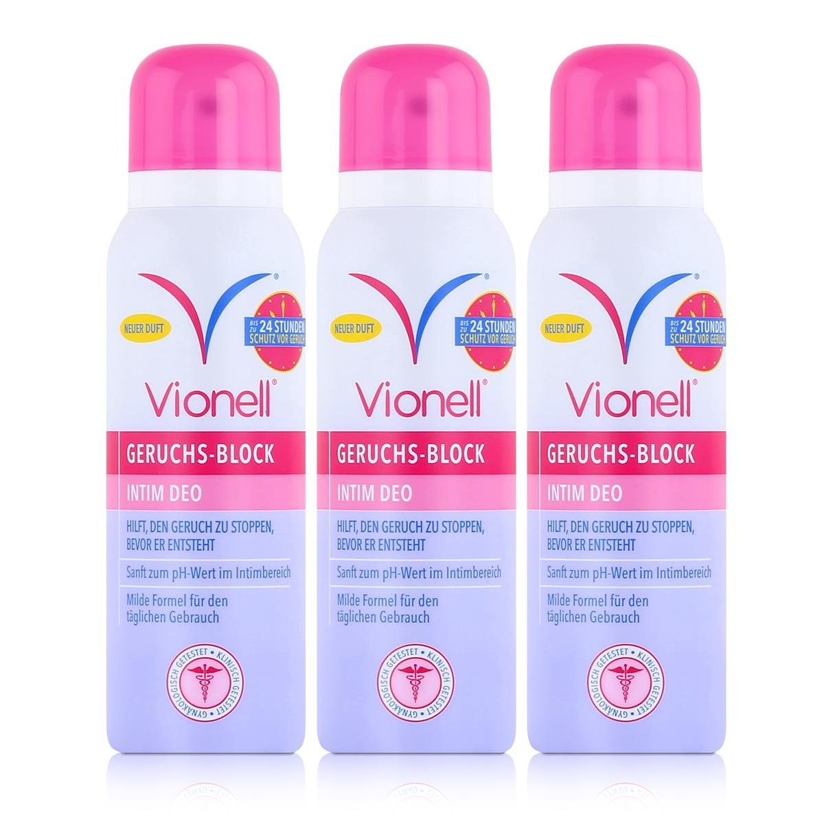 Vionell Deo-Stift Vionell Geruchs-Block Intim Deo 125ml - Sanft im Intimbereich (3er Pac