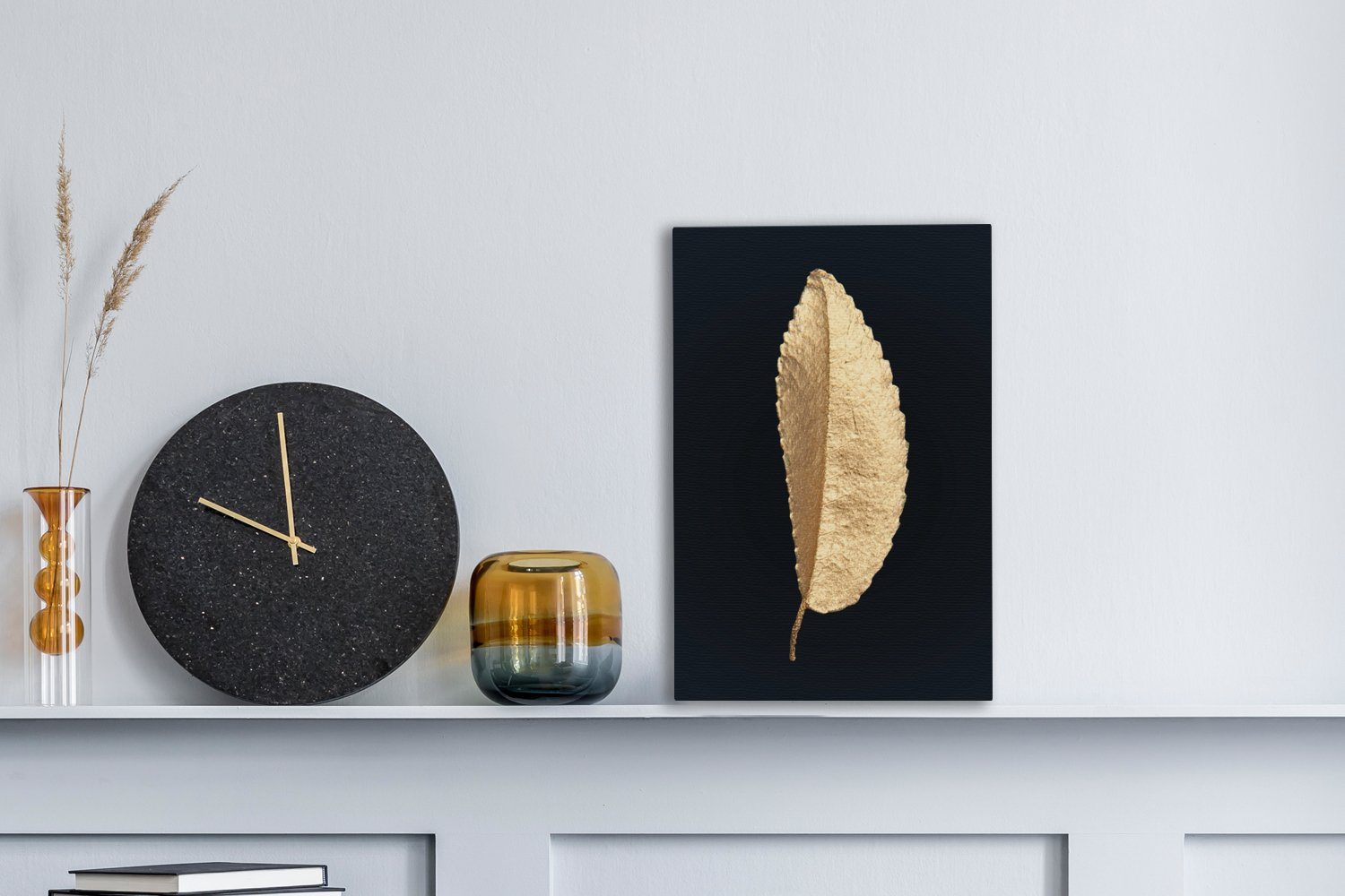 OneMillionCanvasses® Leinwandbild Blätter - Schwarz und günstig online kaufen