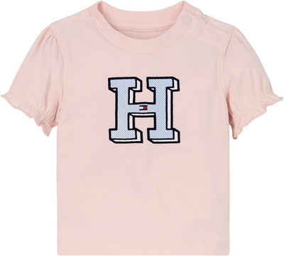 Tommy Hilfiger T-Shirt BABY ITHACA H TEE S/S mit Drucker, Rüsche am Ärmel, Hilfiger Logo-Print