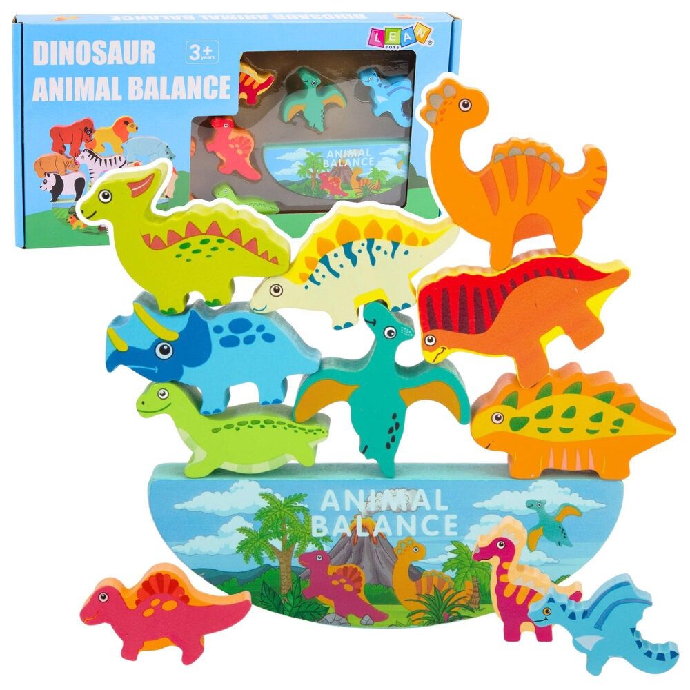 LEAN TOYS Lernspielzeug Dinosaurier-Turm-Balance-Spiel