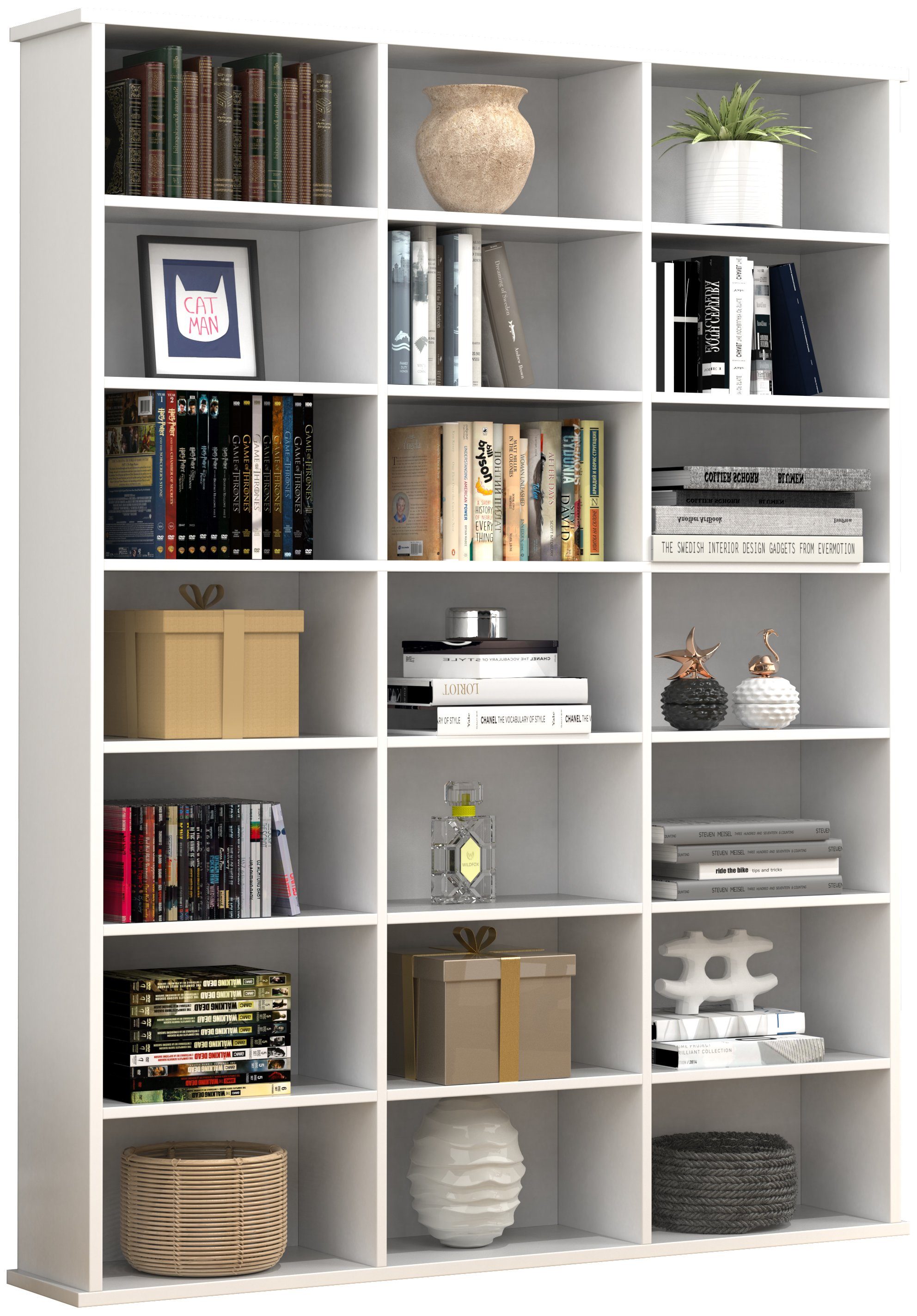 VCM Standregal Holz CD DVD Standregal Bücherregal Regal Megosa M