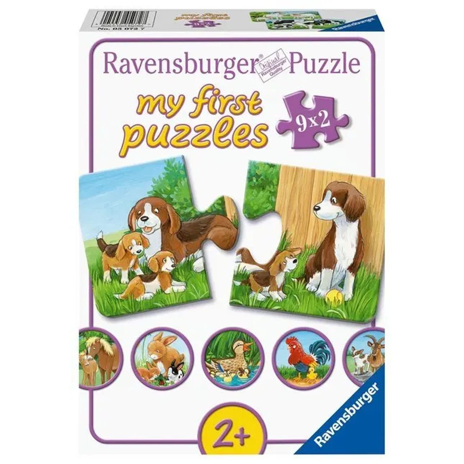 Ravensburger Puzzle Kinderpuzzle 9x2 Teile - Tierfamilien auf dem Bauernhof, 19 Puzzleteile