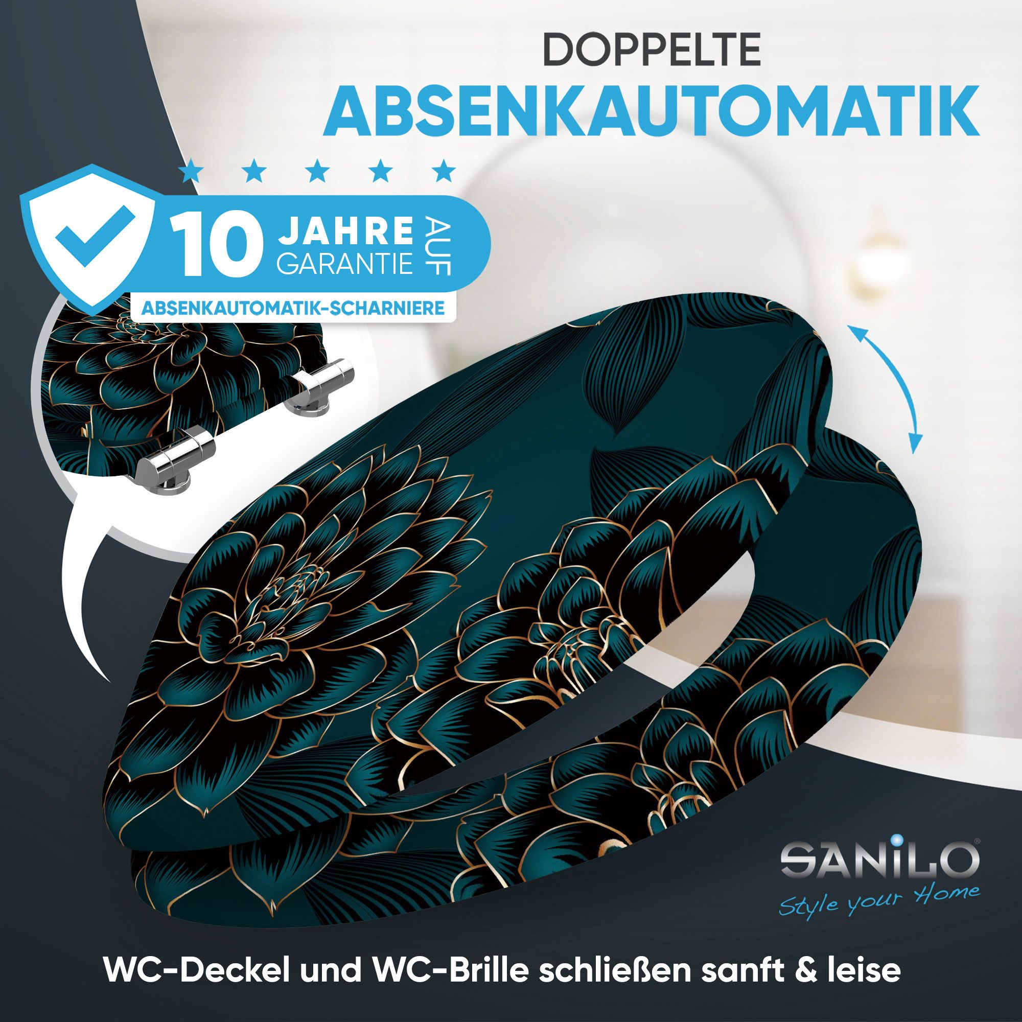 Sanilo Badaccessoire-Set 3-teilig mit Motiv, viele schöne Sets zur Auswahl, WC-Sitz mit Absenkautomatik, Badteppich 70 x 110 cm, Waschbeckenstöpsel, 3 tlg., 3-t – Bild 3 von 5