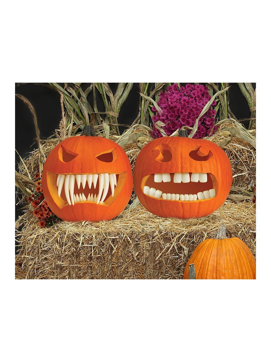 Fun World Dekoobjekt Schneidezähne für Kürbisse Halloween Deko Outdoor