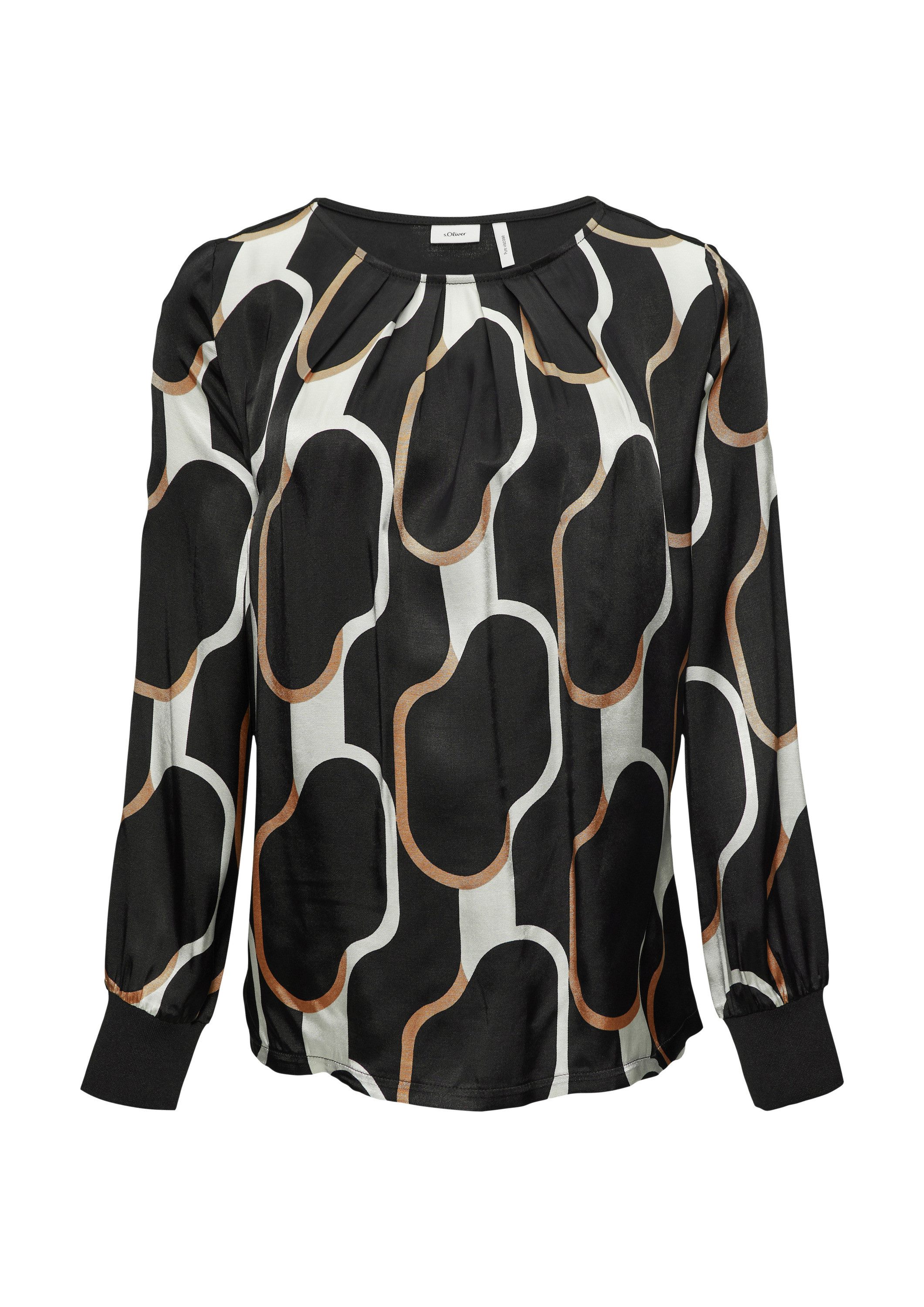 s.Oliver Langarmshirt T-Shirt Shirt im Fabricmix mit Raff-Details günstig online kaufen