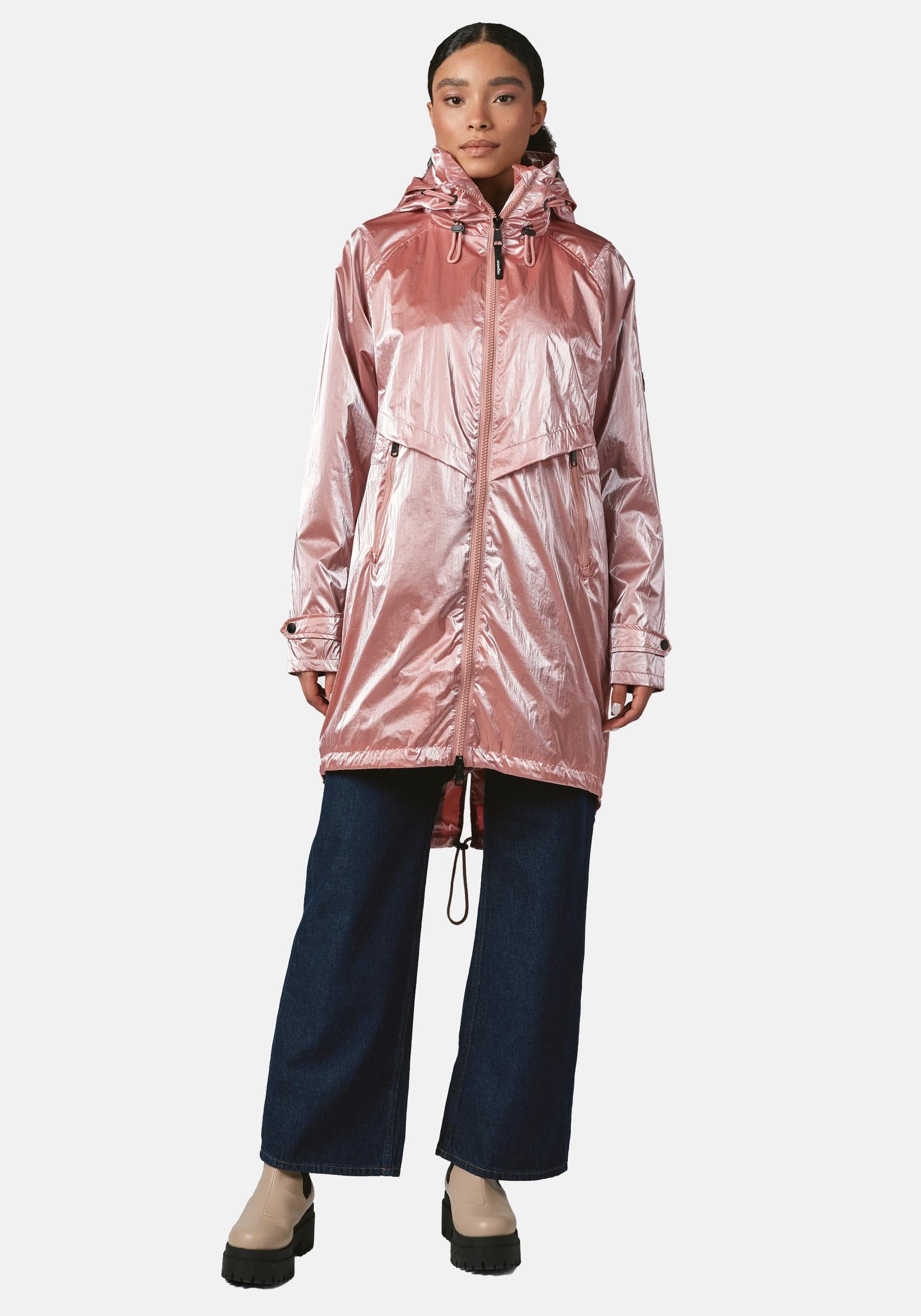 Ragwear Langmantel Frodik Shine oversized Damen Parka im Metallic-Look