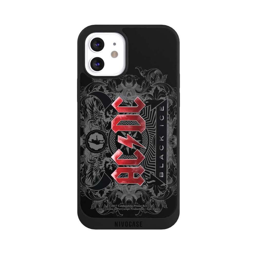 NIVOCASE Handyhülle ACDC Fanartikel Black Ice ACDC black ice, Apple iPhone 12 Handyhülle Hülle NIVOpure Case Schwarz