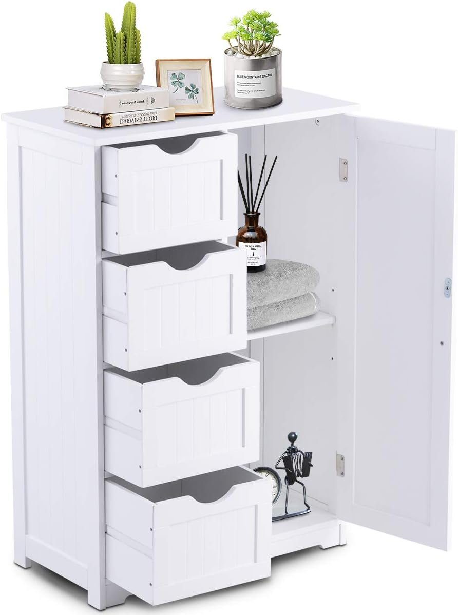 KOMFOTTEU Sideboard Beistellschrank, mit 4 Schubladen,verstellbare günstig online kaufen