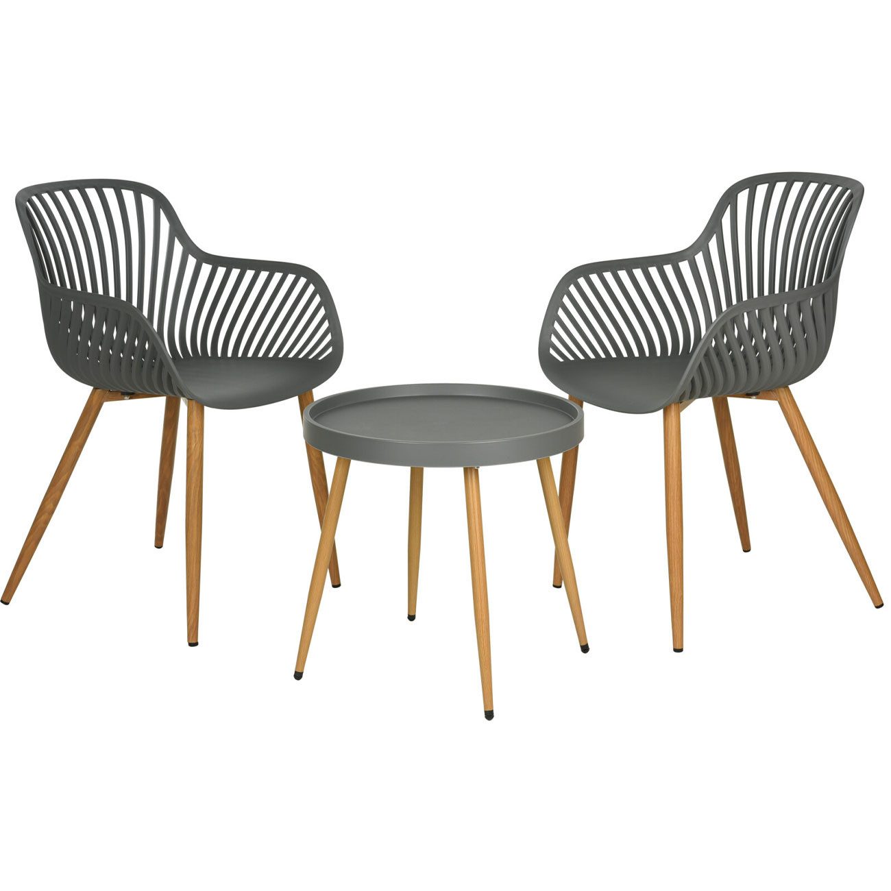 Progarden Sitzgruppe Modernes Bistro-Set 3-tlg: Graue Garten-Sitzgruppe für den Balkon, (3-tlg), Nachhaltig und umweltfreundlich – Bild 4 von 5