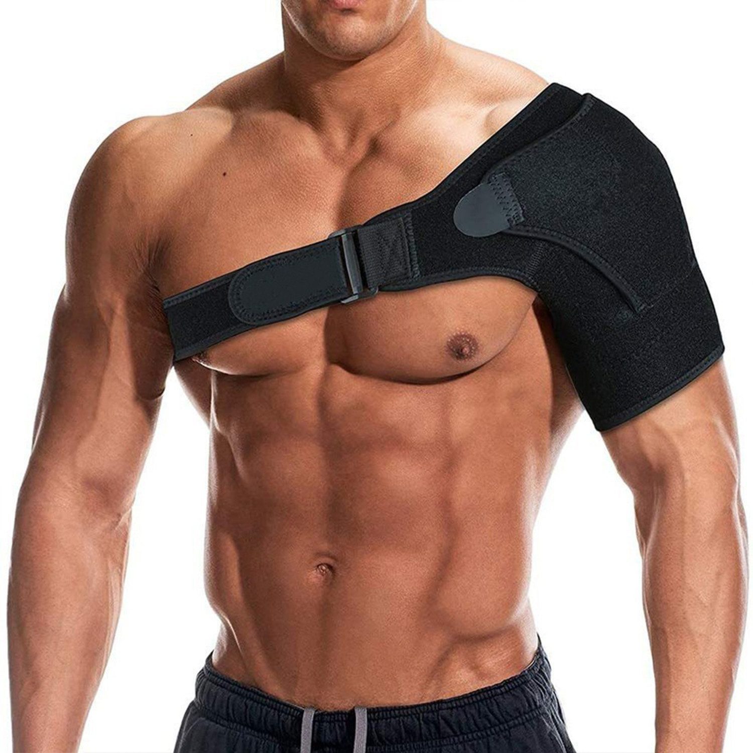 AURIVION Schulterbandage Schulterbandage verstellbar mit Druckpolster für Sport (Set, 1-tlg., Sport Schulterpolster für Herren, bequem & verstellbar), Schulterstütze & Rückenbandage zur Haltungskorrektur