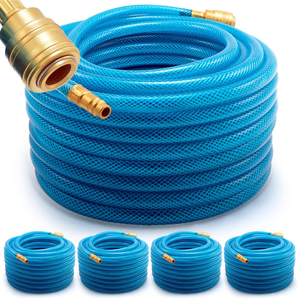 Deuba Компрессоры-Set, 5x Druckluftschlauch 20m PVC Schnellkupplung 15 bar 1/4" Anschluss Ø