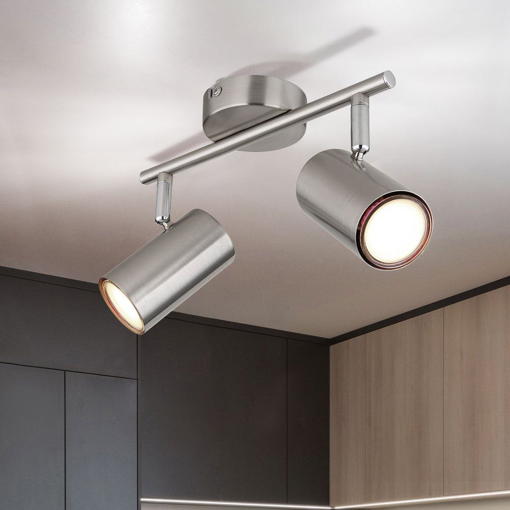 EGLO LED Deckenlampe Corbera – 2 Flammig, Schwenkbare Spots, Chrom, GU10 Inkl. Leuchtmittel, Warmweiß
