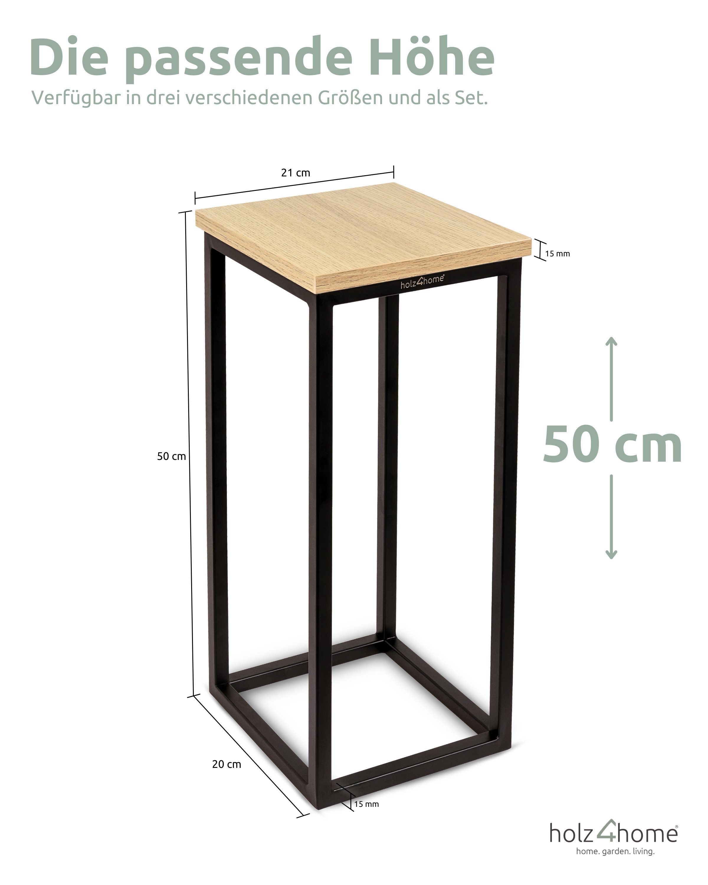 holz4home® Blumenständer Dekoständer MDF Sonoma Eiche mit Metallgestell – Bild 5 von 5