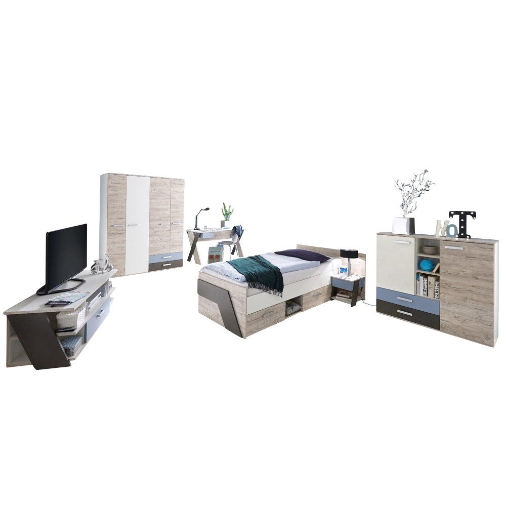 Lomadox Jugendzimmer-Set LEEDS-10, (Sparset, 6-tlg), Sandeiche günstig online kaufen