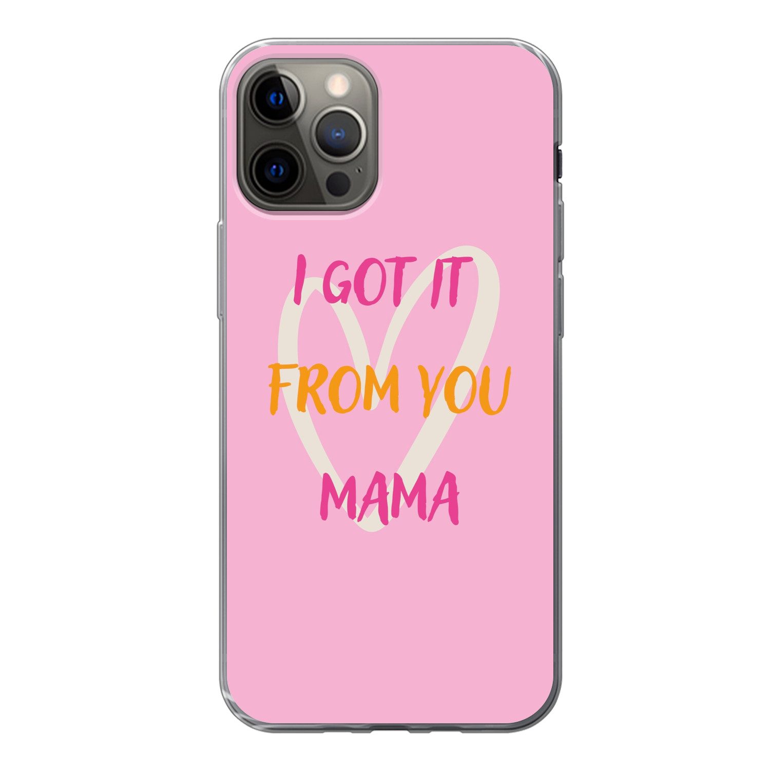MuchoWow Handyhülle für Apple iPhone 13 Pro Mutter - Zitat - Herz - Rosa, Smartphone-Bumper, Print, Handy Schutzhülle Dünn
