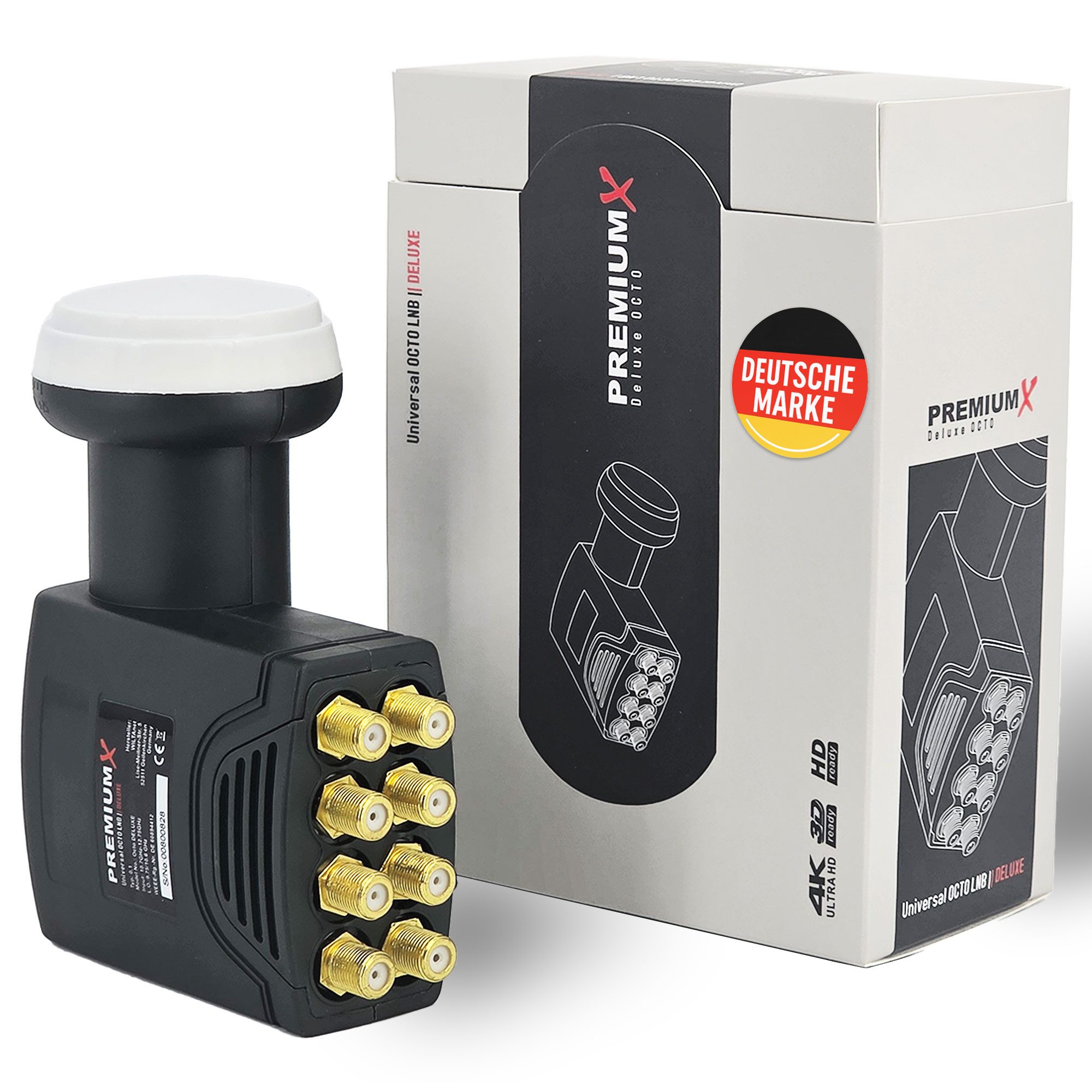 PremiumX Deluxe Octo LNB PLL SAT für 8 Teilnehmer DVB-S2 HD UHD 4K Monoblock-LNB