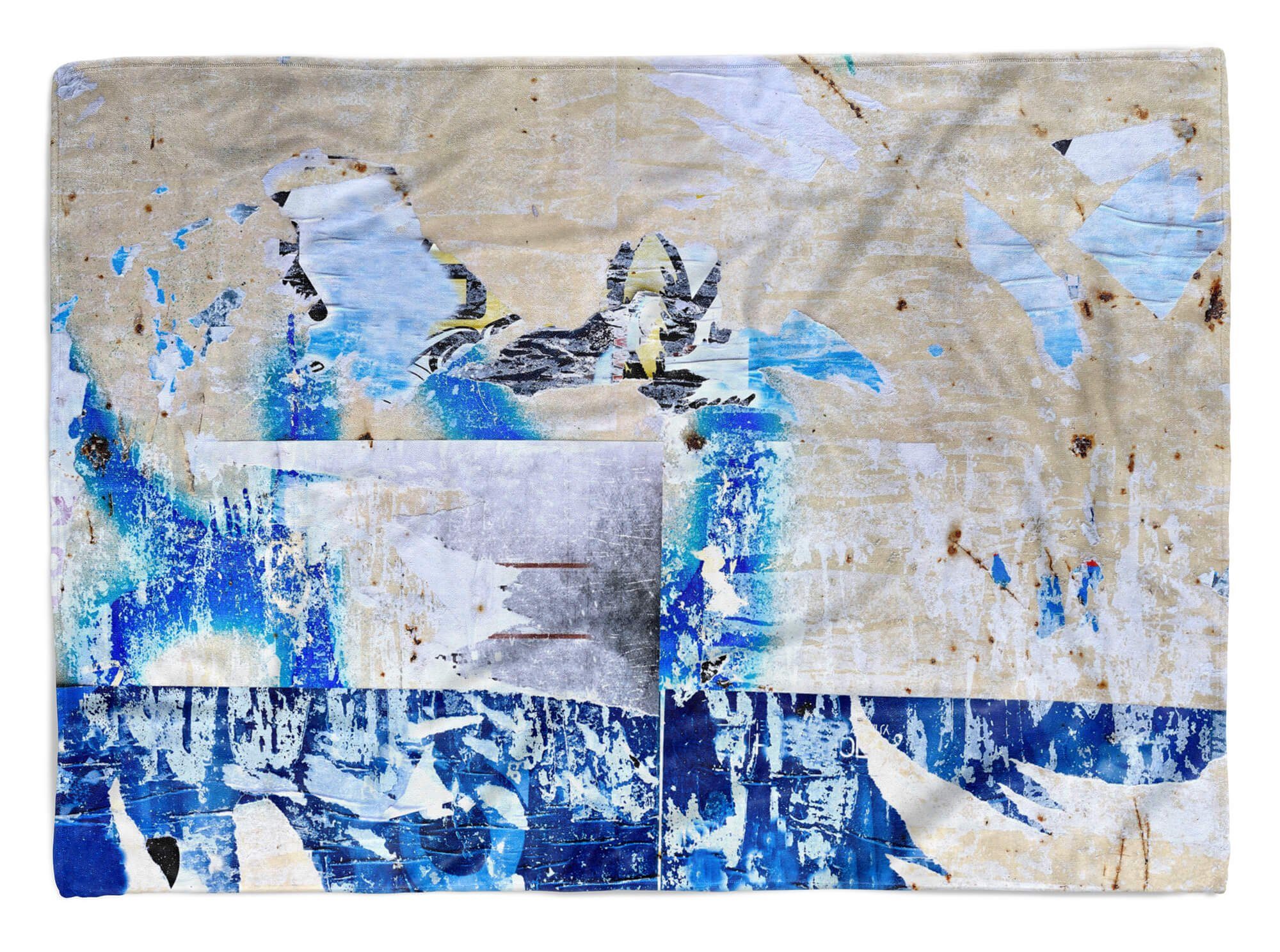Baumwolle-Polyester-Mix Art Wandstruktur Auffallend Handtuch Strandhandtuch Fotomotiv mit Sinus Kuscheldecke Handtücher Saunatuch Handtuch (1-St), Blau,