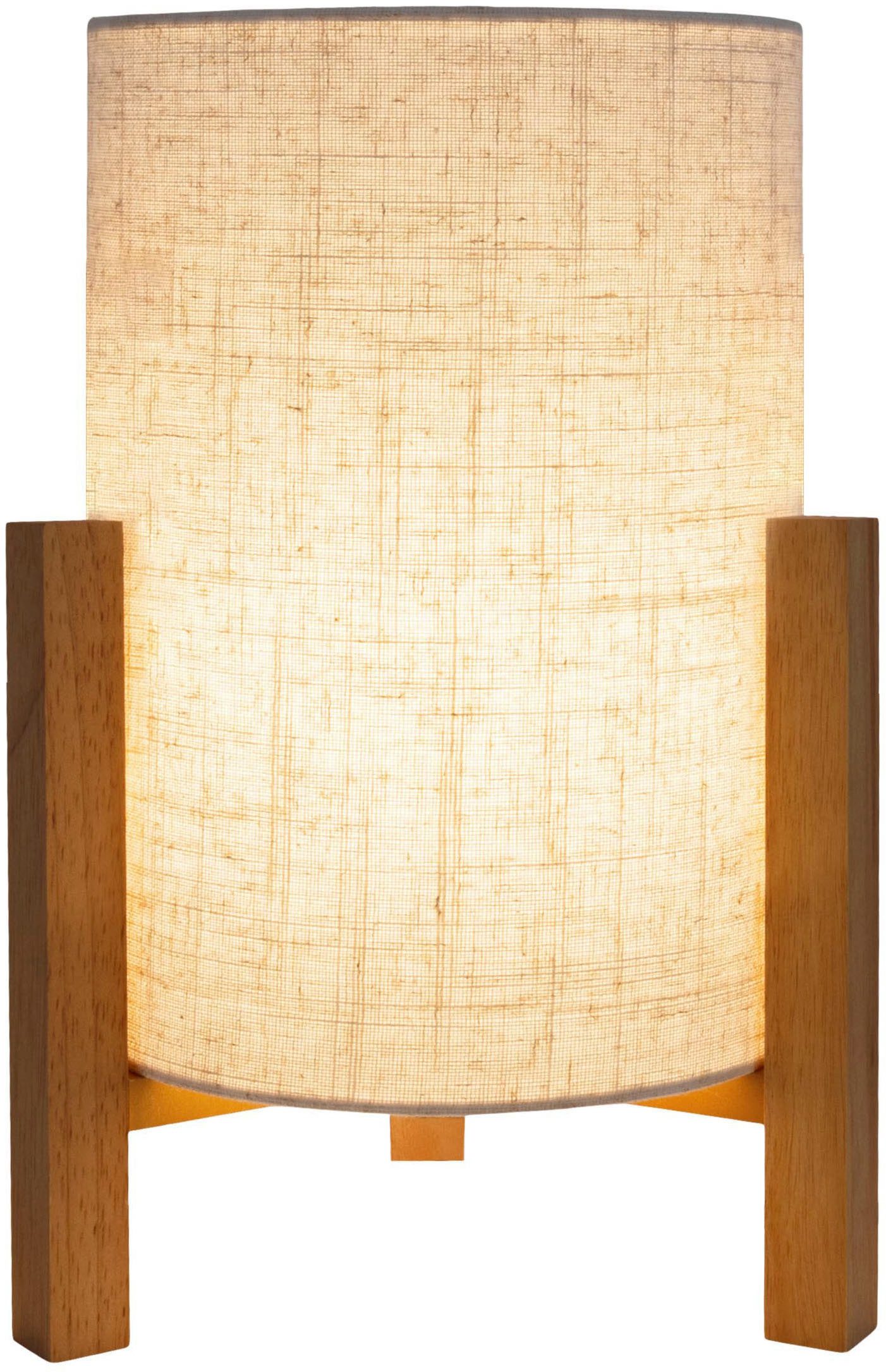 näve Tischleuchte Matida, Ein-/Ausschalter, ohne Leuchtmittel, 1xE27 exkl., Holzgestell, Textilschirm natur, H: ca. 52cm, D: ca. 22cm