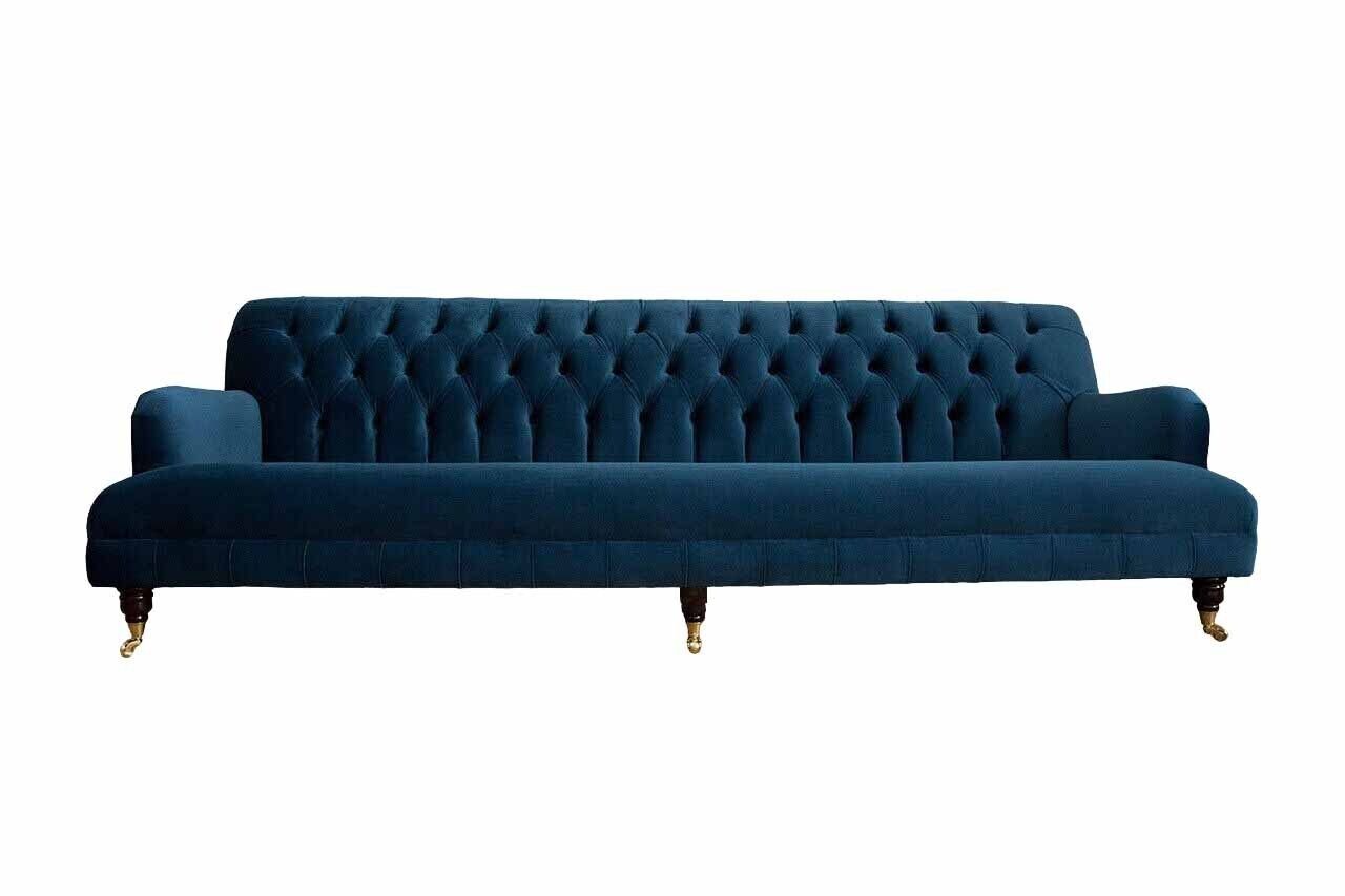 JVmoebel Sofa Chesterfield Sofa Design Luxus Couch Blau Sofa 4 Sitzer Stoff, Made in Europe
