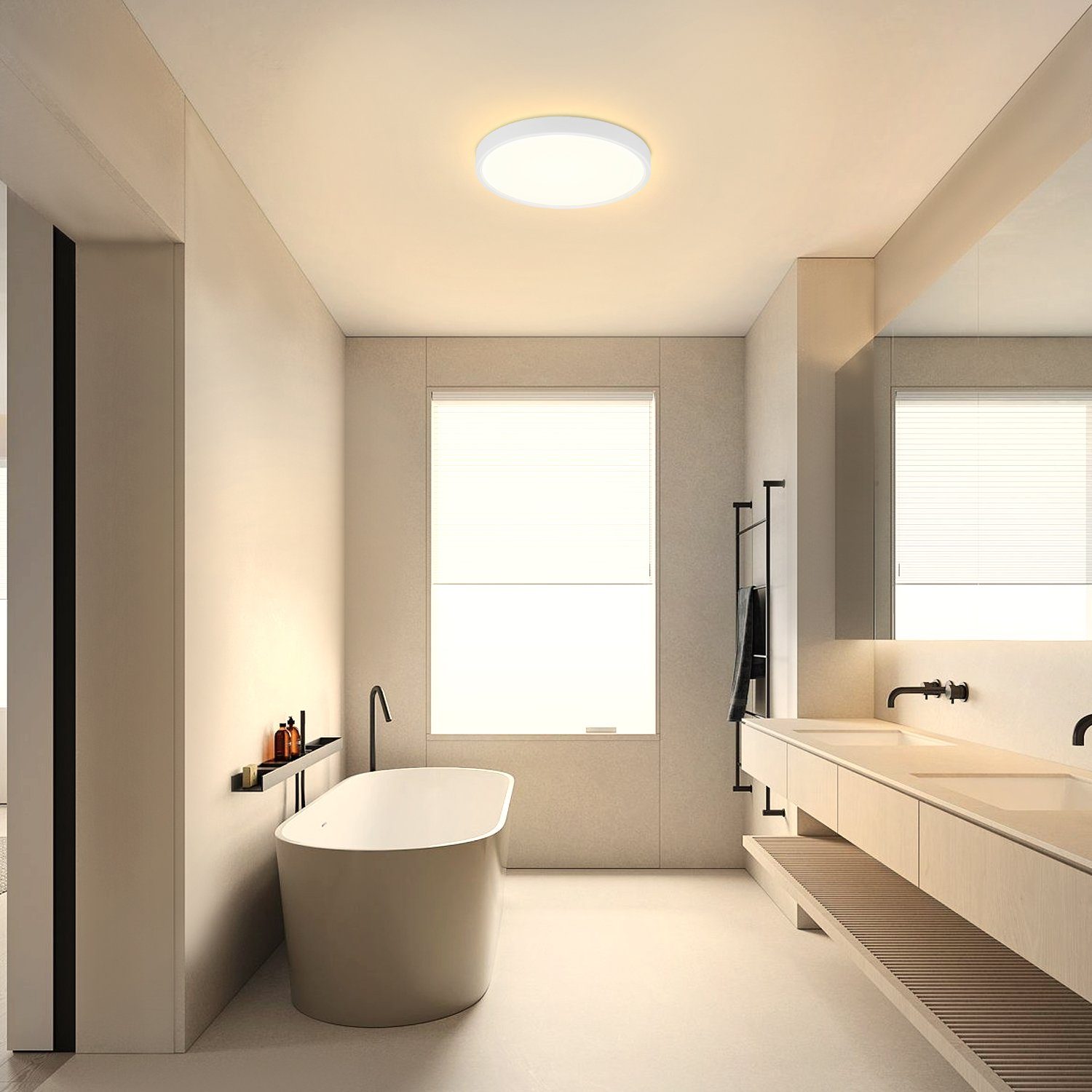Schlafzimmer Deckenleuchte WeißFlach IP44 für Küche LED Deckenbeleuchtung LED fest integriert, Flur 8W Panel Warmweiß, Wasserdicht, Klein Ø17CM, Rund Badezimmer Nettlife Balkon