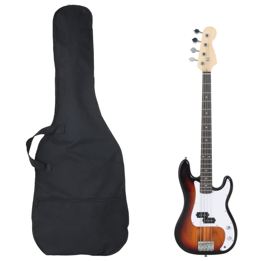 vidaXL Akustikgitarre E-Bass für Anfänger mit Tasche Braun und Weiß 44 46